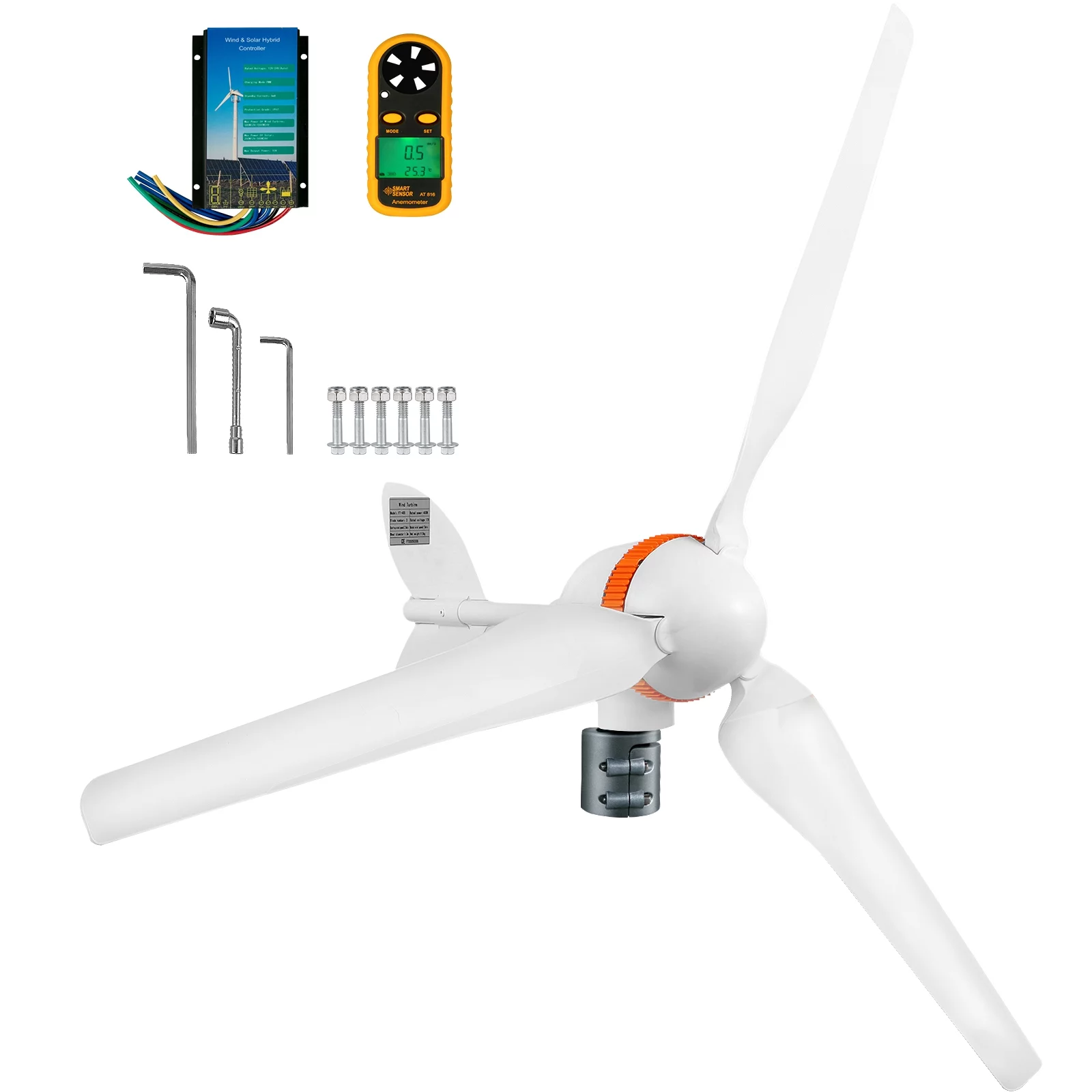 SKYSHALO Wind Turbine Generator, 12V/AC Wind Turbine Kit, 400W Wind Power Generator w/Wind & Solar Controller 3 Blades Auto Adjust Windward Direction Suitable for Terrace, Marine, Motorhome