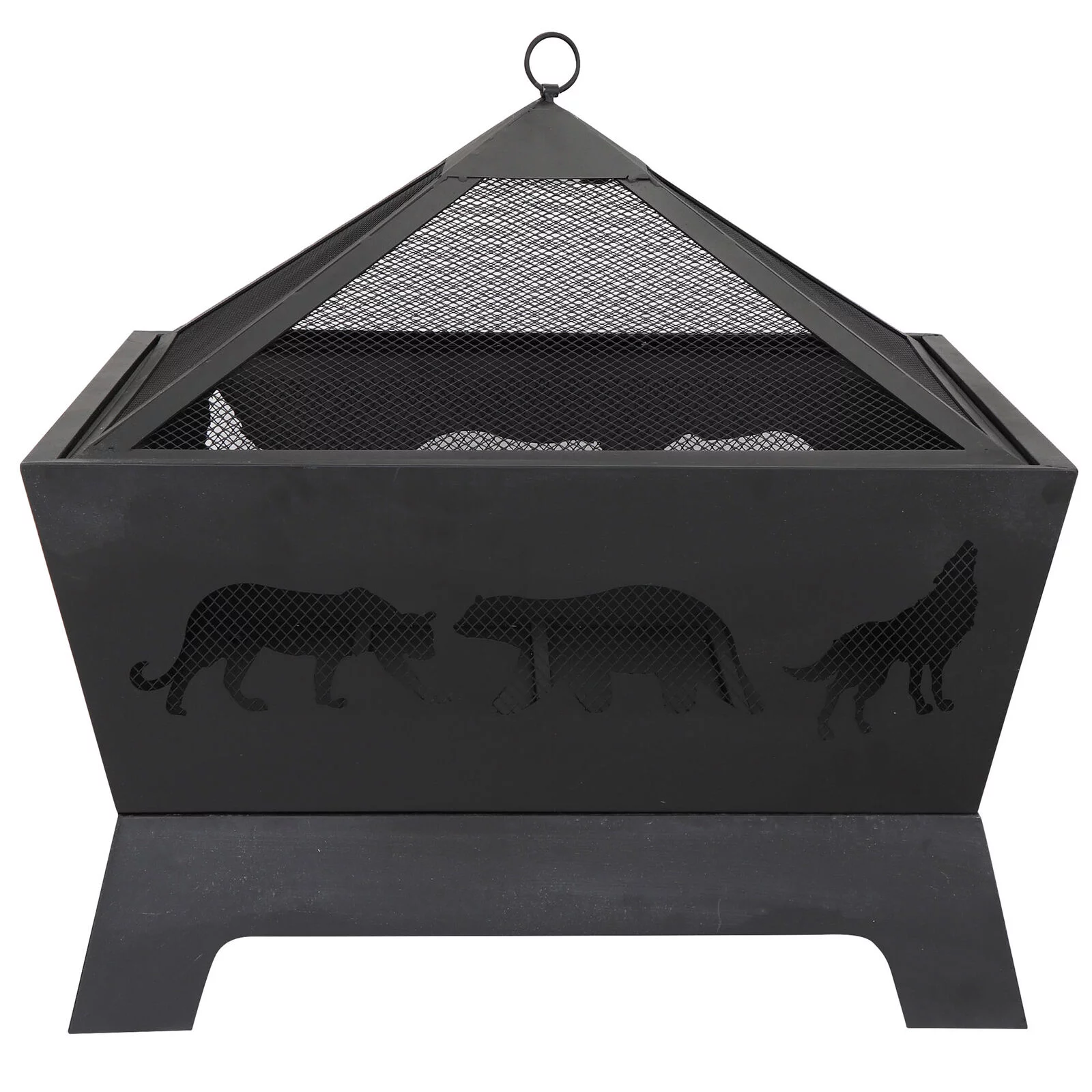 Portable Courtyard Fire Bowl Barrone Burning Fire Pit with Accessories Black