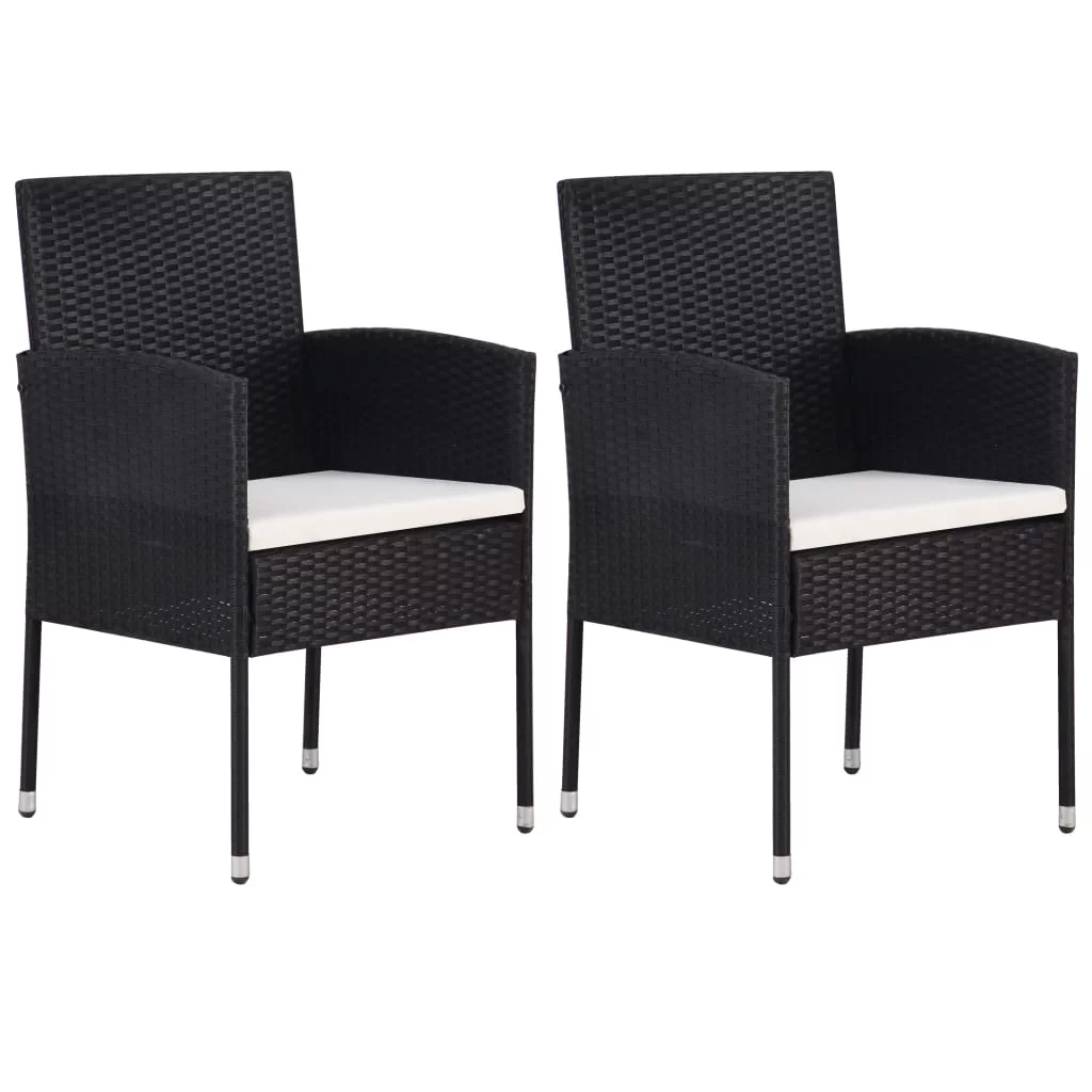 Andoer Garden Chair 2 pcs Poly Rattan Black