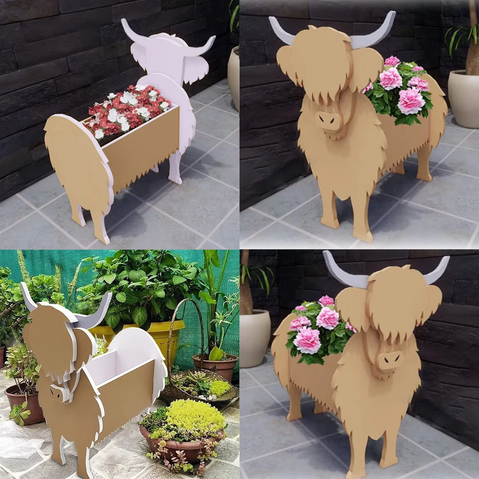 SIfdSeng Garden Flower Pot Dog Yak Cow Cute Animal Flower Pot Flower Pot Dog Flower Pot Storage Container Dog Flower Pot Garden Pet Dog Storage Pot Decorative Ornament Animal Shape Flower 192