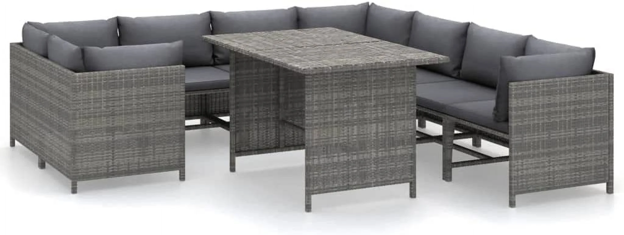 Garden Chairs  Park Chairs  Outdoor Chairs  Front Porch Outdoor Furniture for Parks  lawns  Yards 12 Piece Patio Lounge Set with Cushions Poly Rattan Gray