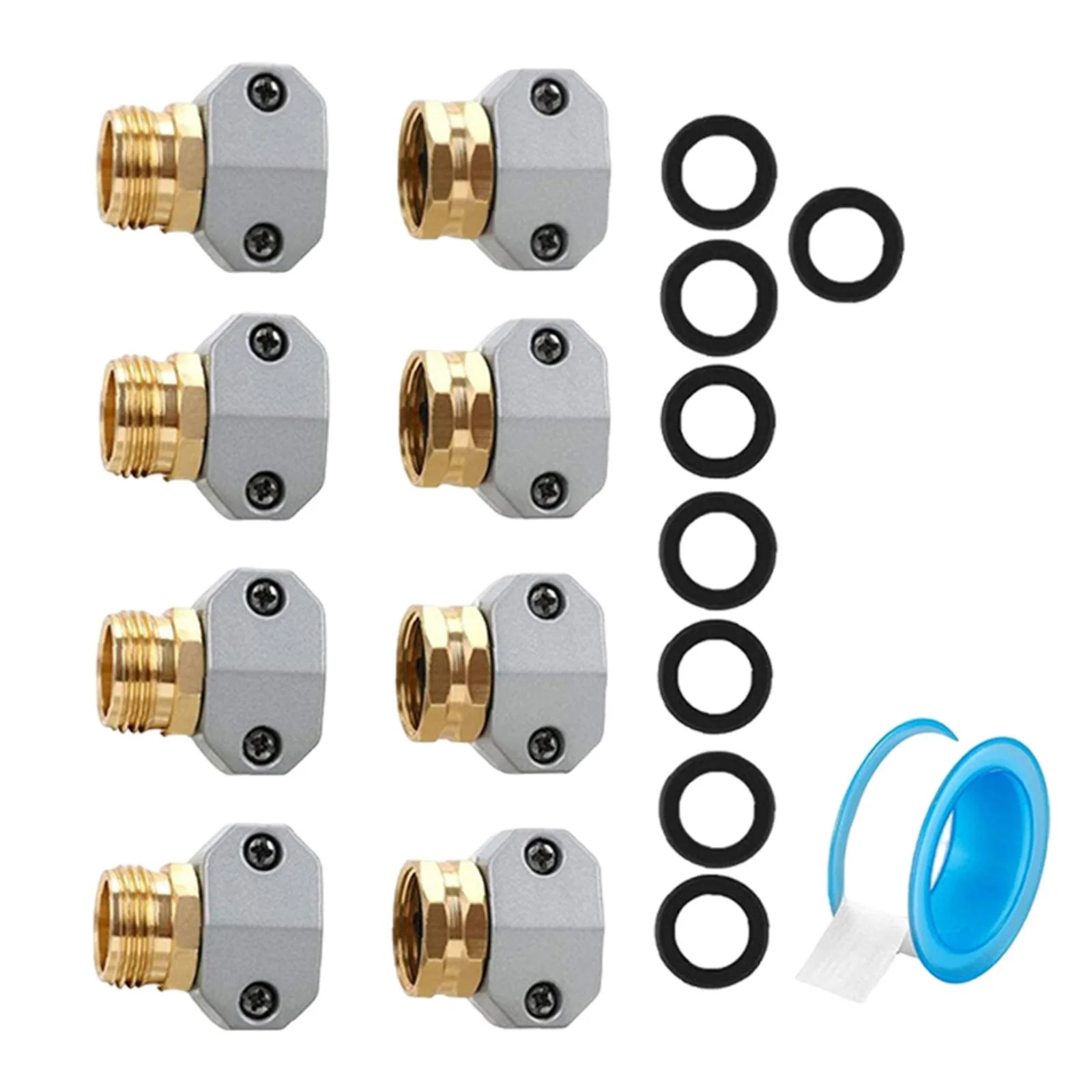 jicheng Garden Hose Repair Set Garden Hose Repair Fittings Fit 3/4 inch and 5/8 inch Hoses with Rubber Washers Garden Hose End Mender 4 Sets