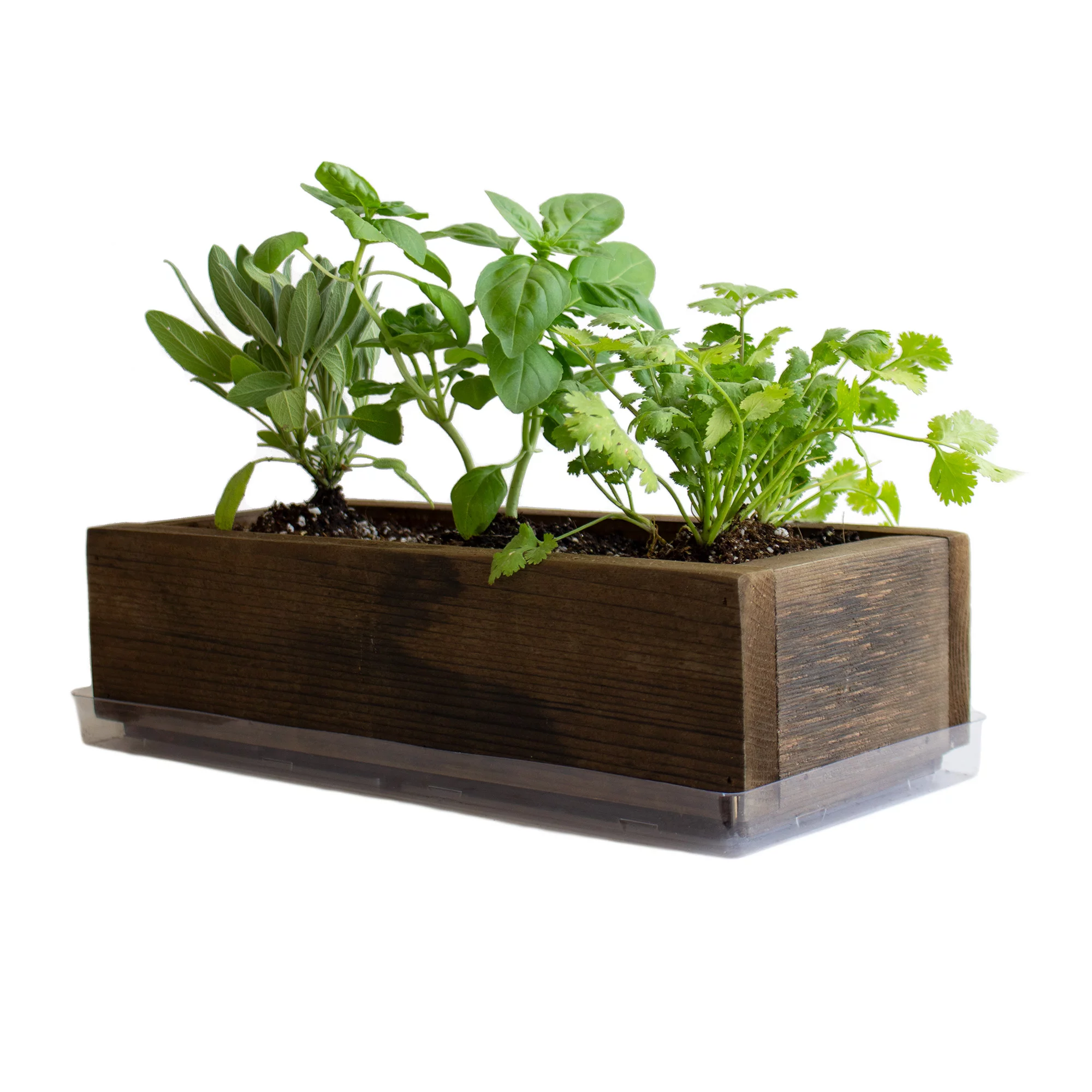 Reclaimed Barnwood Style Planter Box - Rich Brown - Rustic Look - Flower, Herb & House Plant Garden Barn Wood Windowsill Planter With Drip Tray