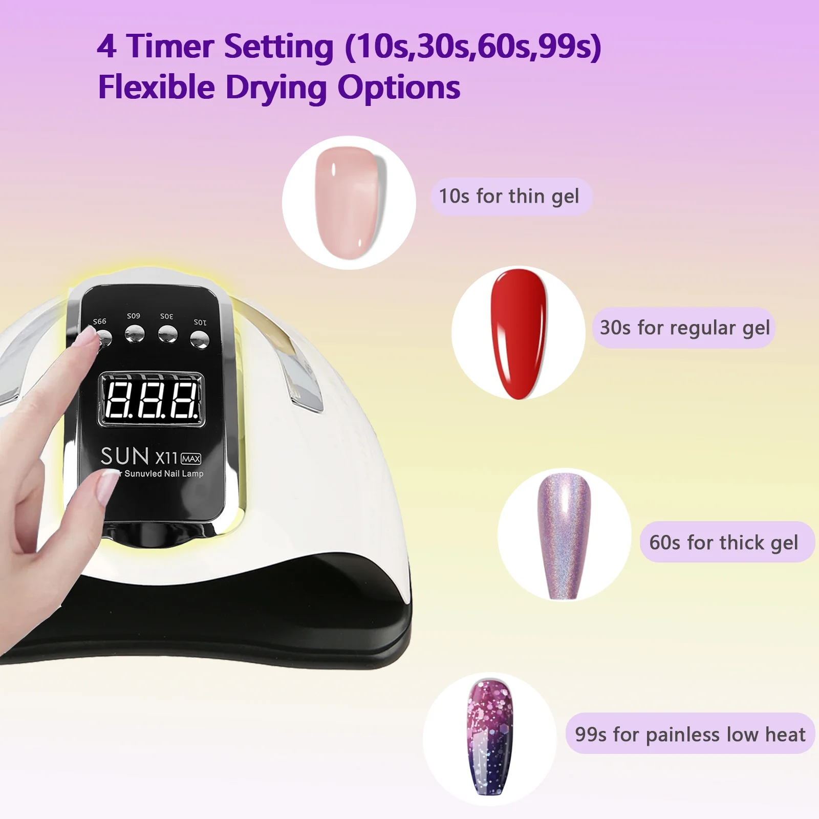 280W UV LED Nail Lamp, Nail Dryer for Gel Polish, 4 Timers UV Nail Lamp Professional Nail Light, 66Pcs Lamp Beads and  LCD Touch Display Screen Automatic Sensor(White)