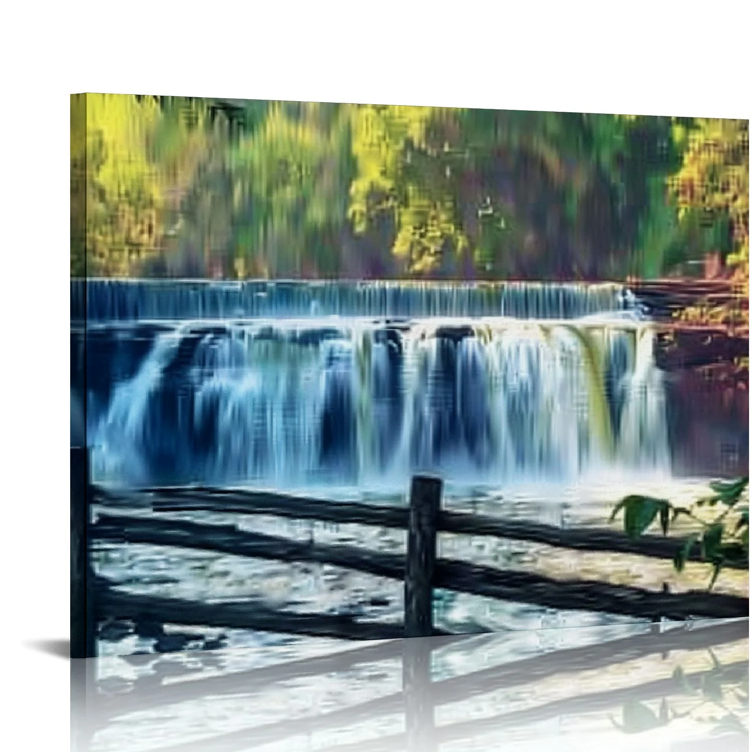 Fenyluxe Canvas Wall Art Print Waterfall Home Decor Framed Stretched Picture Photo Painting Artwork Image 20x16in