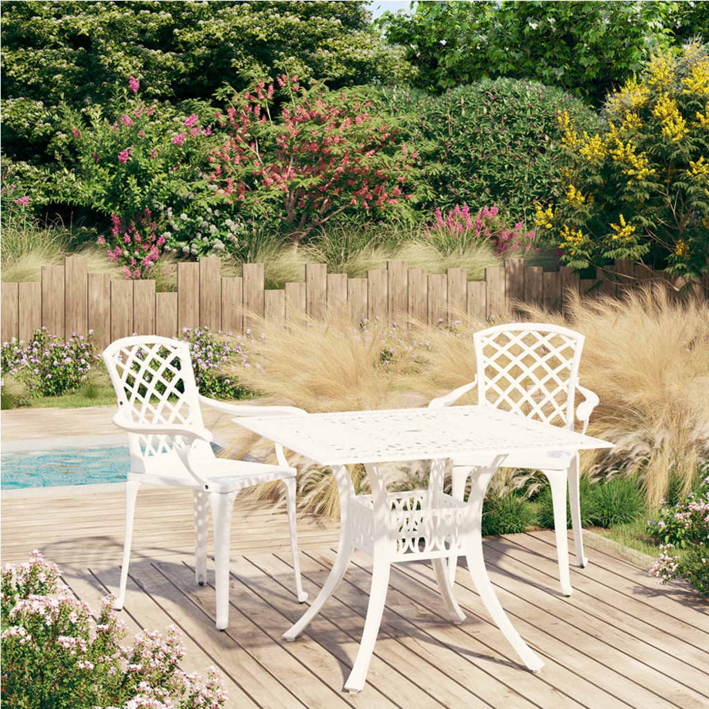OWSOO 3 Piece Bistro Set Cast Aluminum White