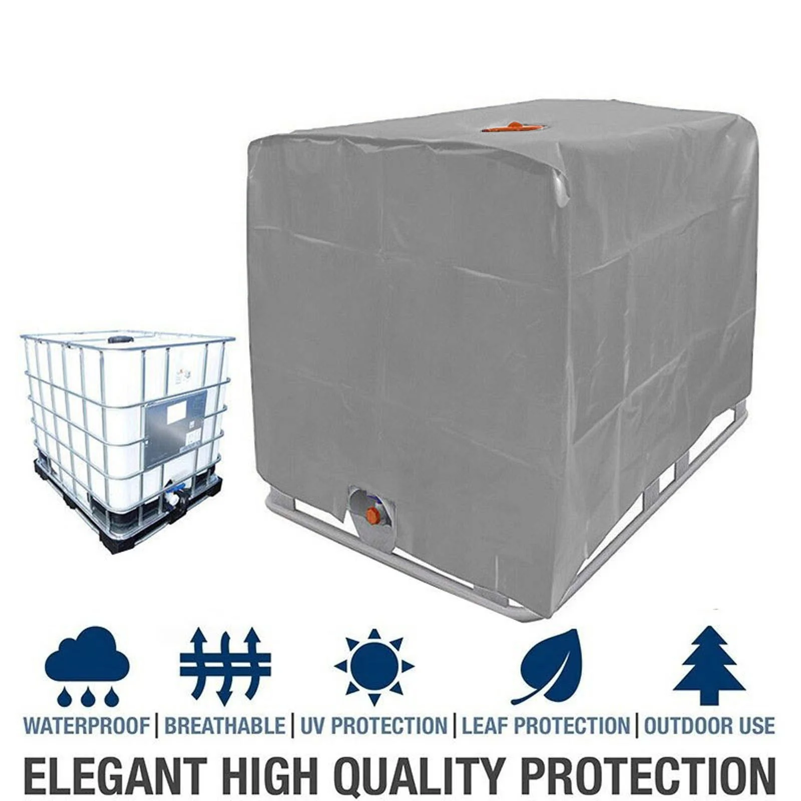 Replio 1000l Tank IBC Rain Water Tank Sun Tank And Cover Cloth 116 X 100 X 120 Cm Silver Gray