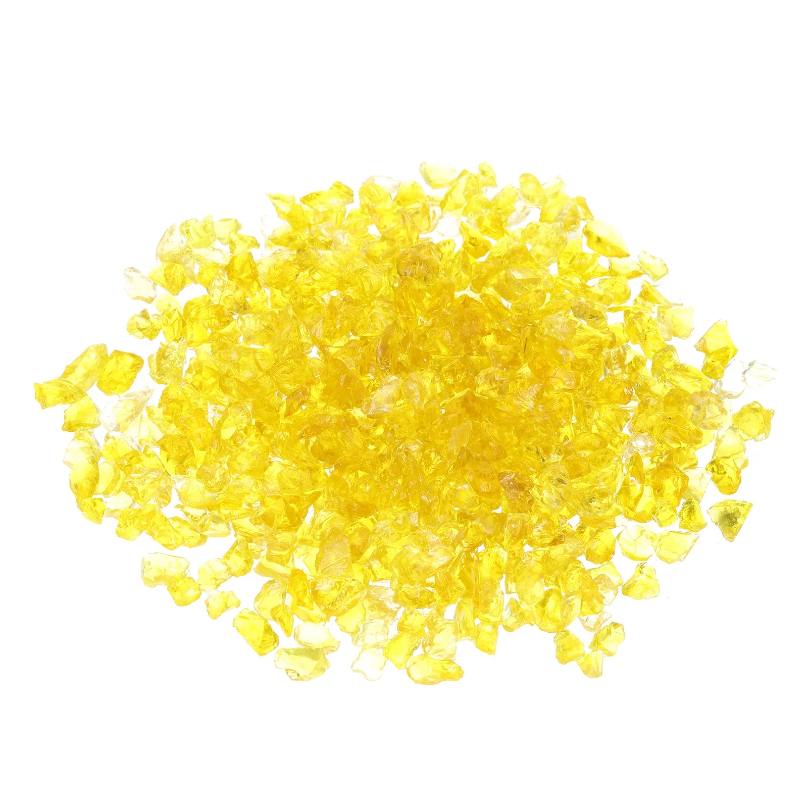 1 Pound Fire Glass Stone, 6-9mm Reflective Fire Pit Glass Rock for Fireplace, Yellow