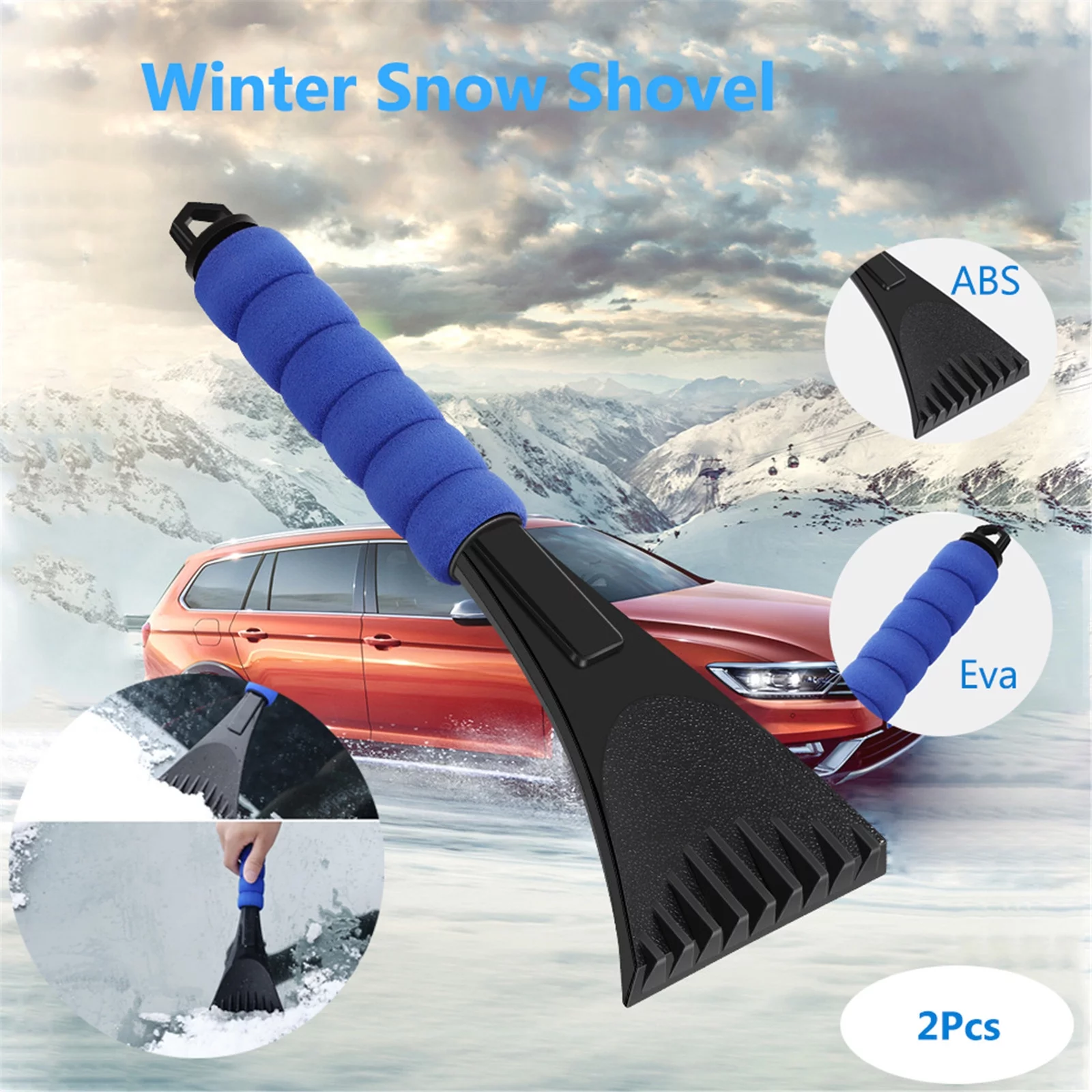 LIJCC 2pc Winter Car Portable Snow and Ice Removal Sponge Handle Snow Shovel Vehicle Winter Snowbrush Brush Window Shovel Scraper 2Pcs Ice Snow Removal Car Other