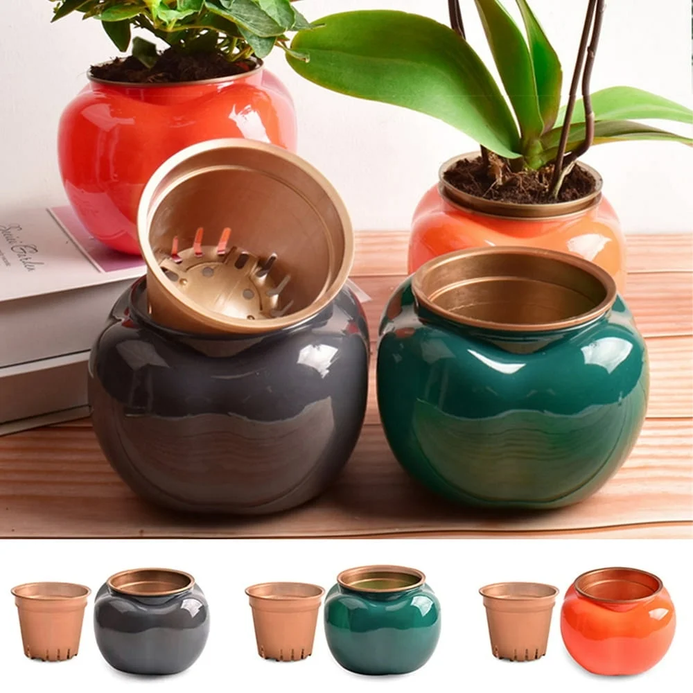 NEWCE   1 Set  Pot with Water Container Plastic Planter  Pot Plant Pot for All House Plants  Succulents  Herb  African Violets for Home