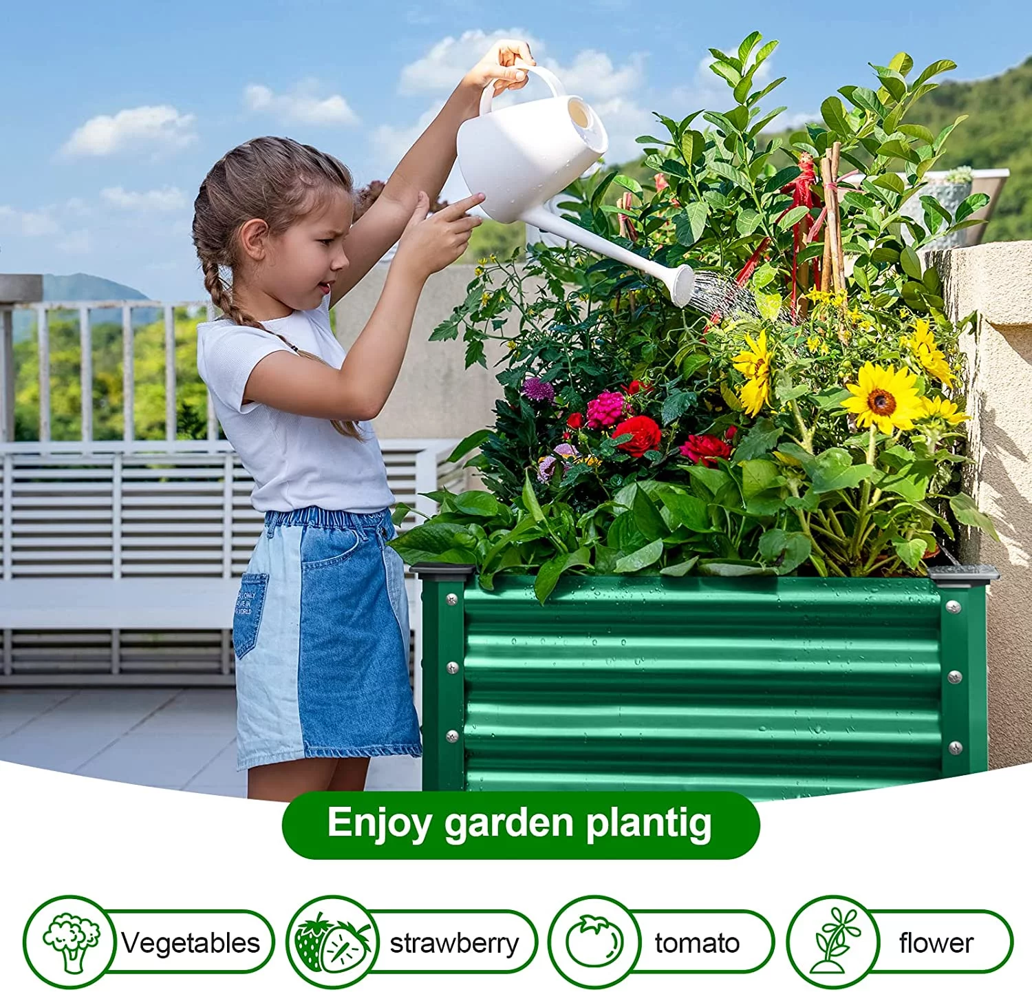 Liffey Galvanized Raised Garden Bed with Legs  48×24×32in Large Metal Elevated Raised Planter Box with Drainage Holes for Backyard  Patio  Balcony  400lb Capacity