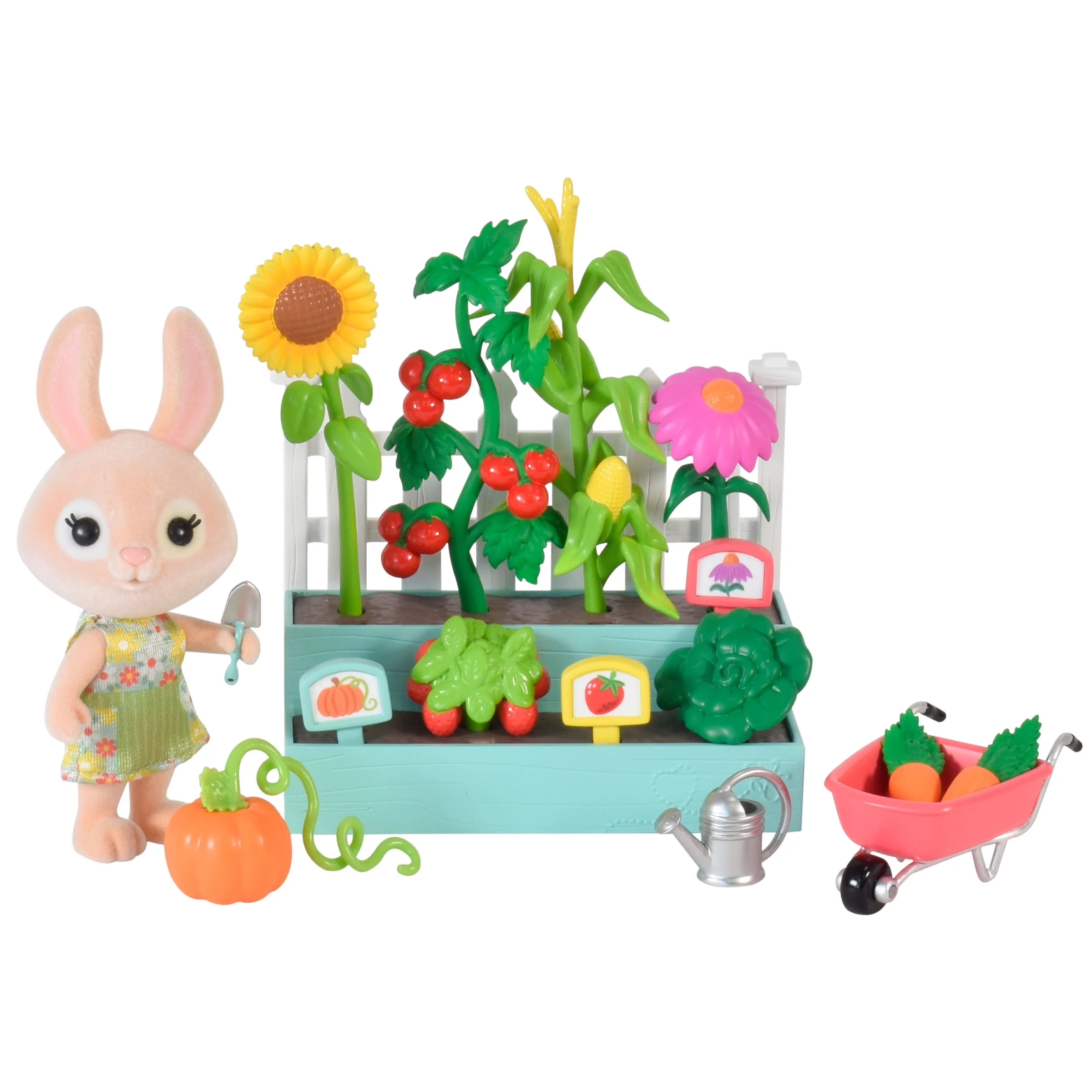 Honey Bee Acres Time to Garden Playset with Bunny Figure, 16 Pieces, Children Ages 3+