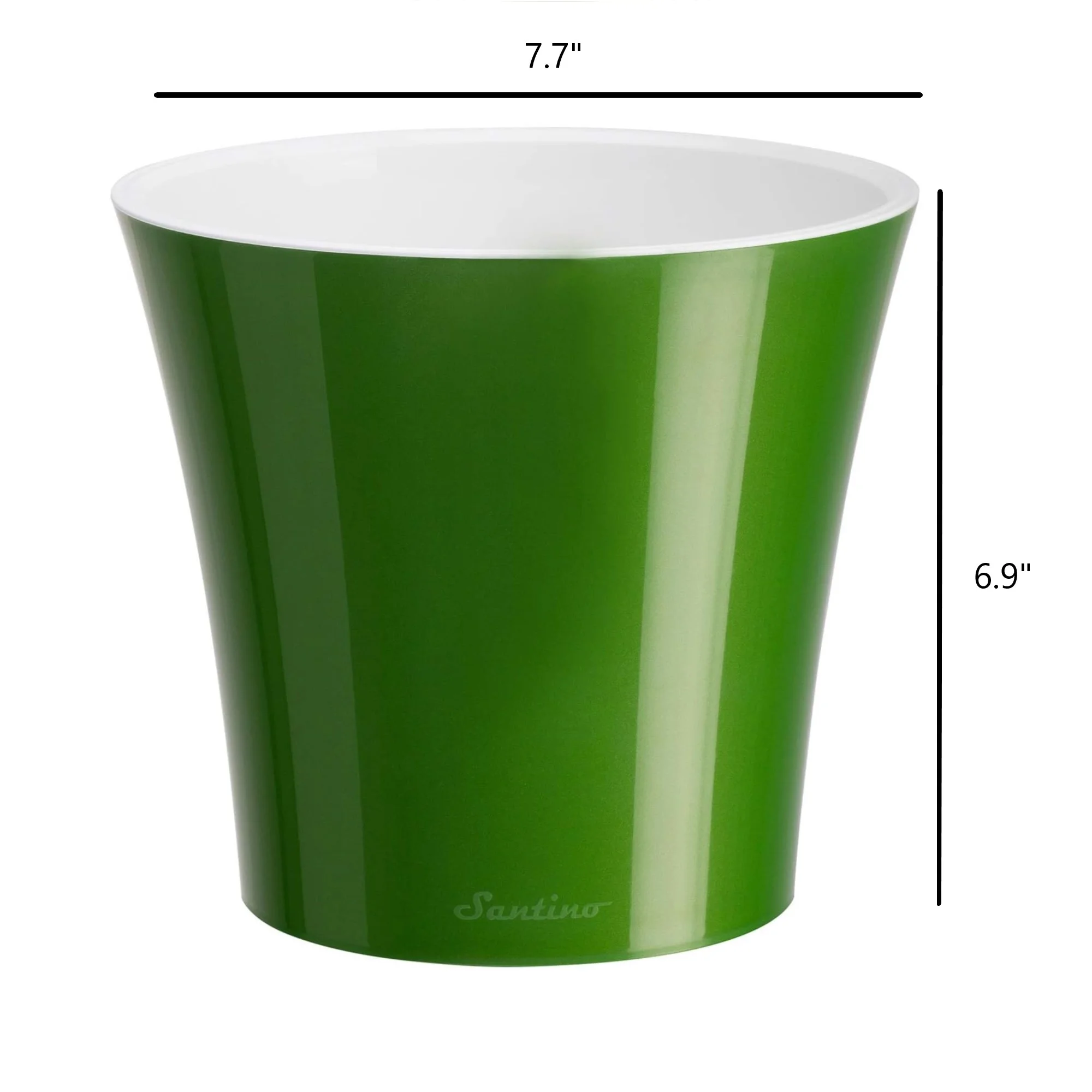 Decopots Plastic Round Modern Flower Pot with Drainage Planter, Green Gold White, 7.7
