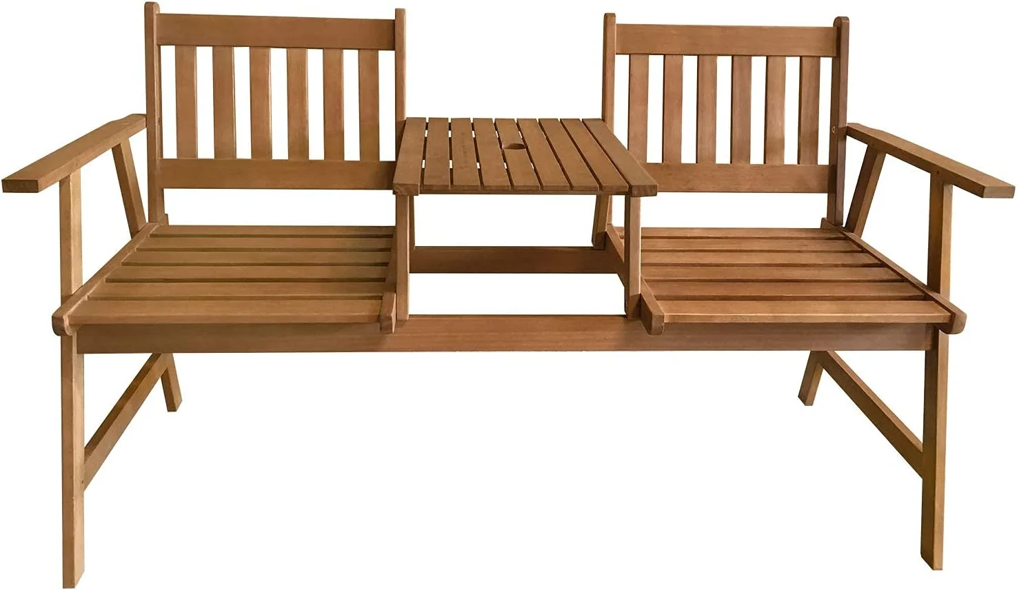 Outdoor Patio Bench Wood Garden Bench Park Bench Acacia Wood with Table for Pool Beach Backyard Balcony Porch Deck Garden Wooden Furniture