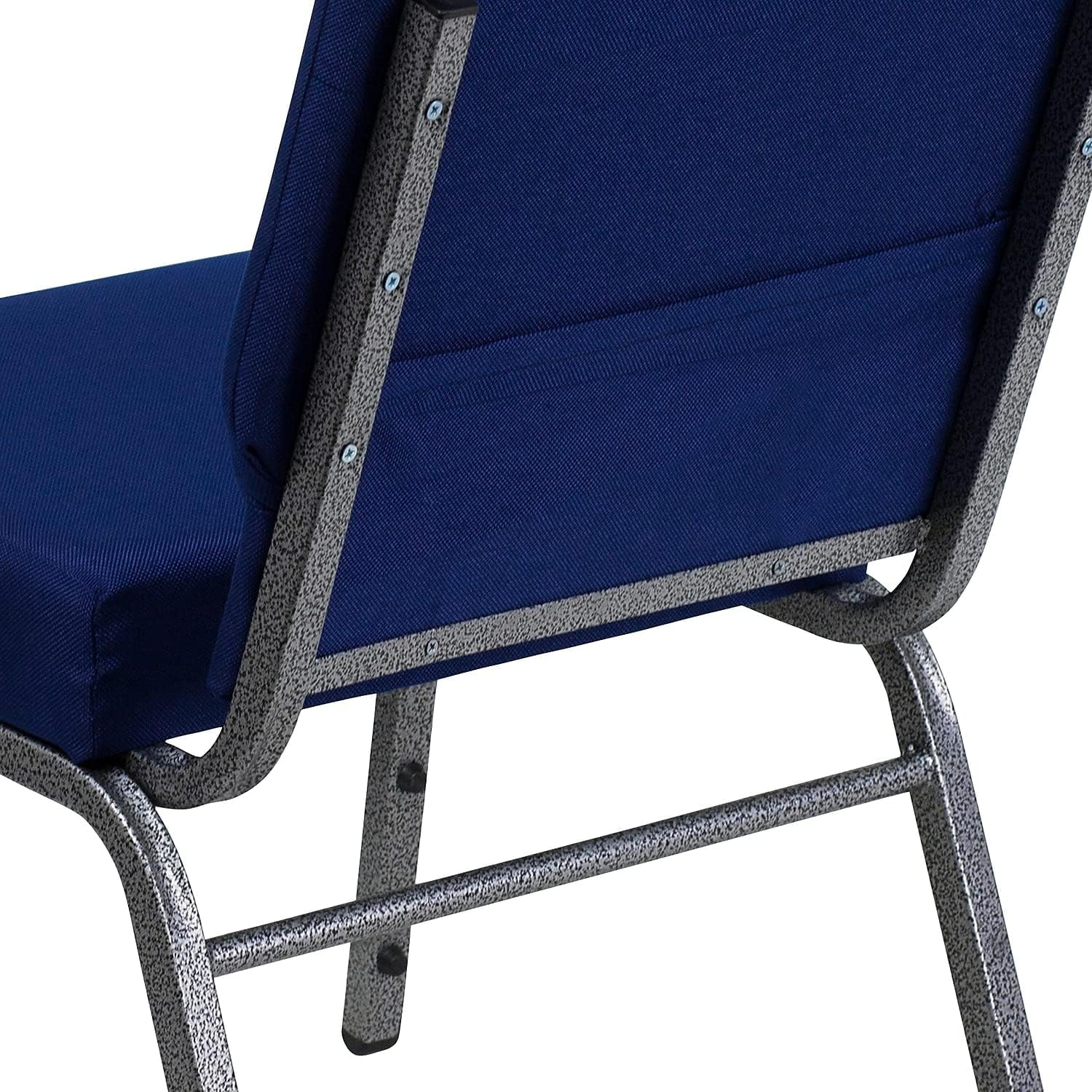 4 Pack HERCULES Series 21''W Stacking Church Chair In Navy Blue Fabric - Silver Vein Frame