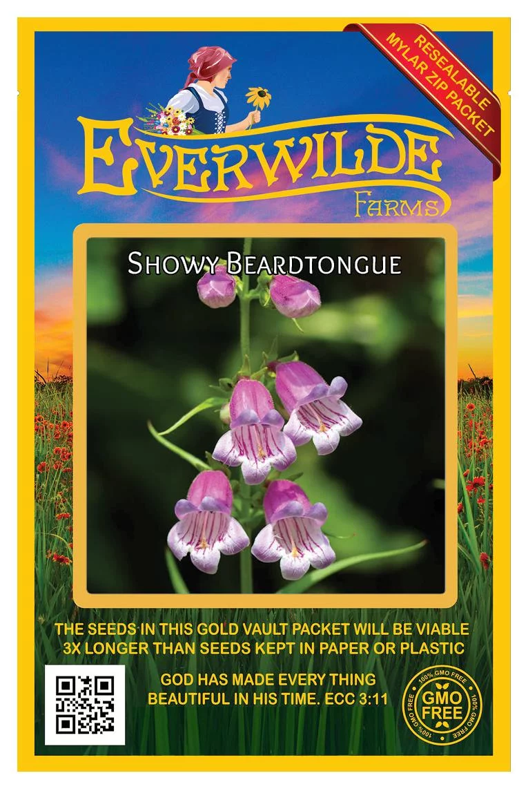 Everwilde Farms - 125 Showy Beardtongue Native Wildflower Seeds - Gold Vault Jumbo Bulk Seed Packet