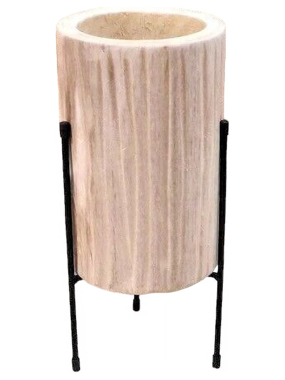 Wooden Planter Flower Cactus Plant Pot Rustic Planter Wood Metal Stand 12 1/2