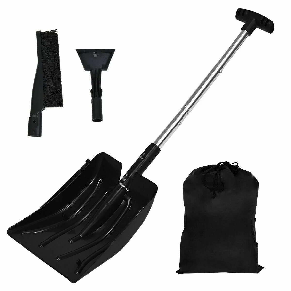 3-in-1 Snow Shovel w/Ice Scraper &Snow Brush Portable Shovel Kit