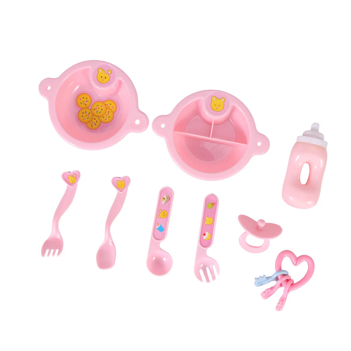 NUOLUX 11x8.5cm Creative Simulation Baby Doll Play House Toy Set Feeding Toy Pink