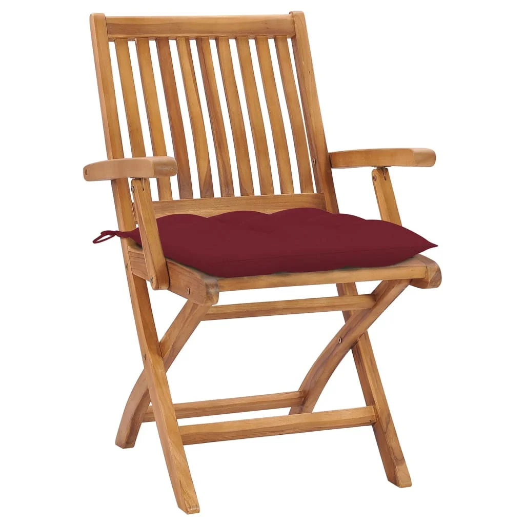Anself Folding Patio Chairs with Cushions 4 pcs Solid Teak Wood