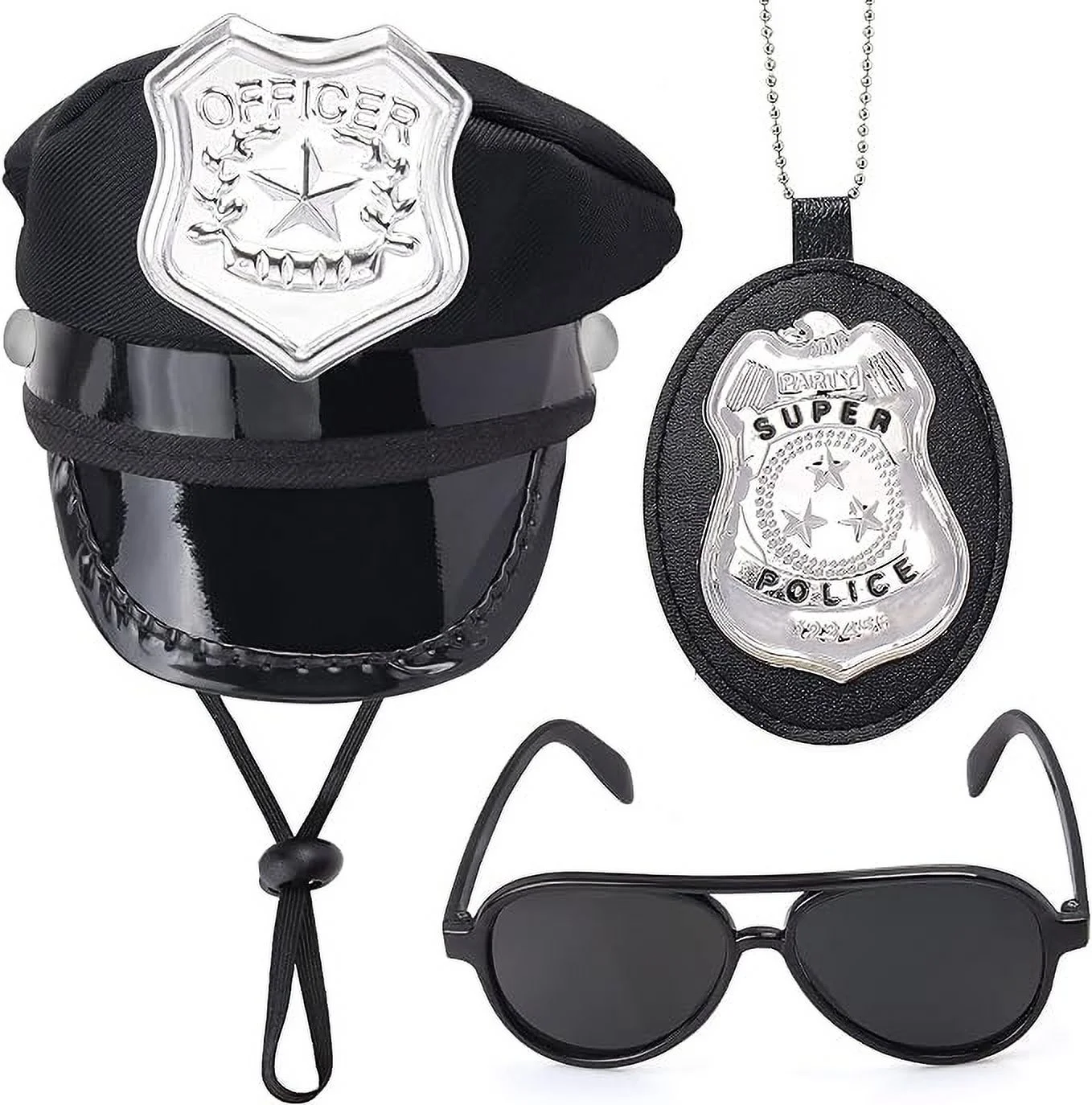 Yewong Pet Police Costume Accessory Set Pet Dog Cat Police Hat Badge Aviator Sunglasses Pet Dress Up Kit for Halloween Christmas Cosplay Role Play Party (Set-B)