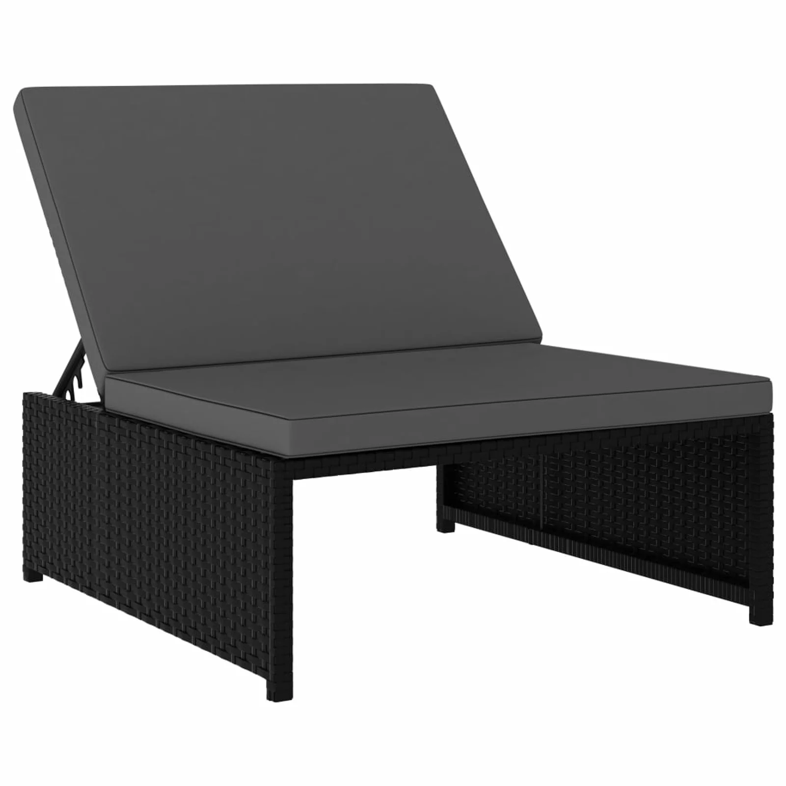 Sun Loungers 2 pcs with Table Poly Rattan Black