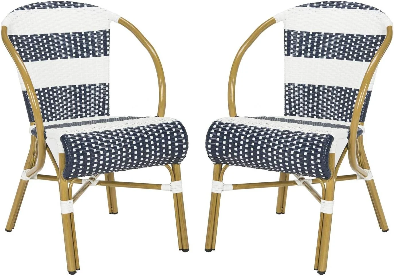 Outdoor Collection Sarita Navy and White Striped French Bistro Stacking Side Chair