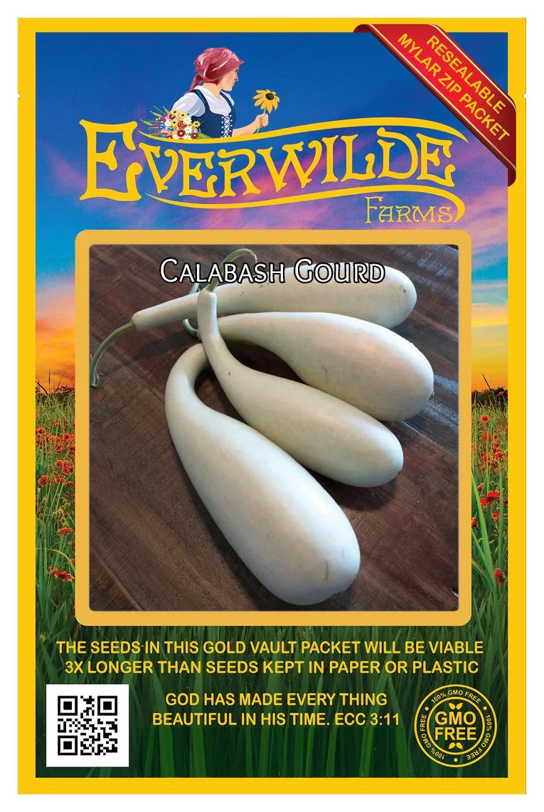 Everwilde Farms - 15 Calabash Gourd Seeds - Gold Vault Jumbo Bulk Seed Packet