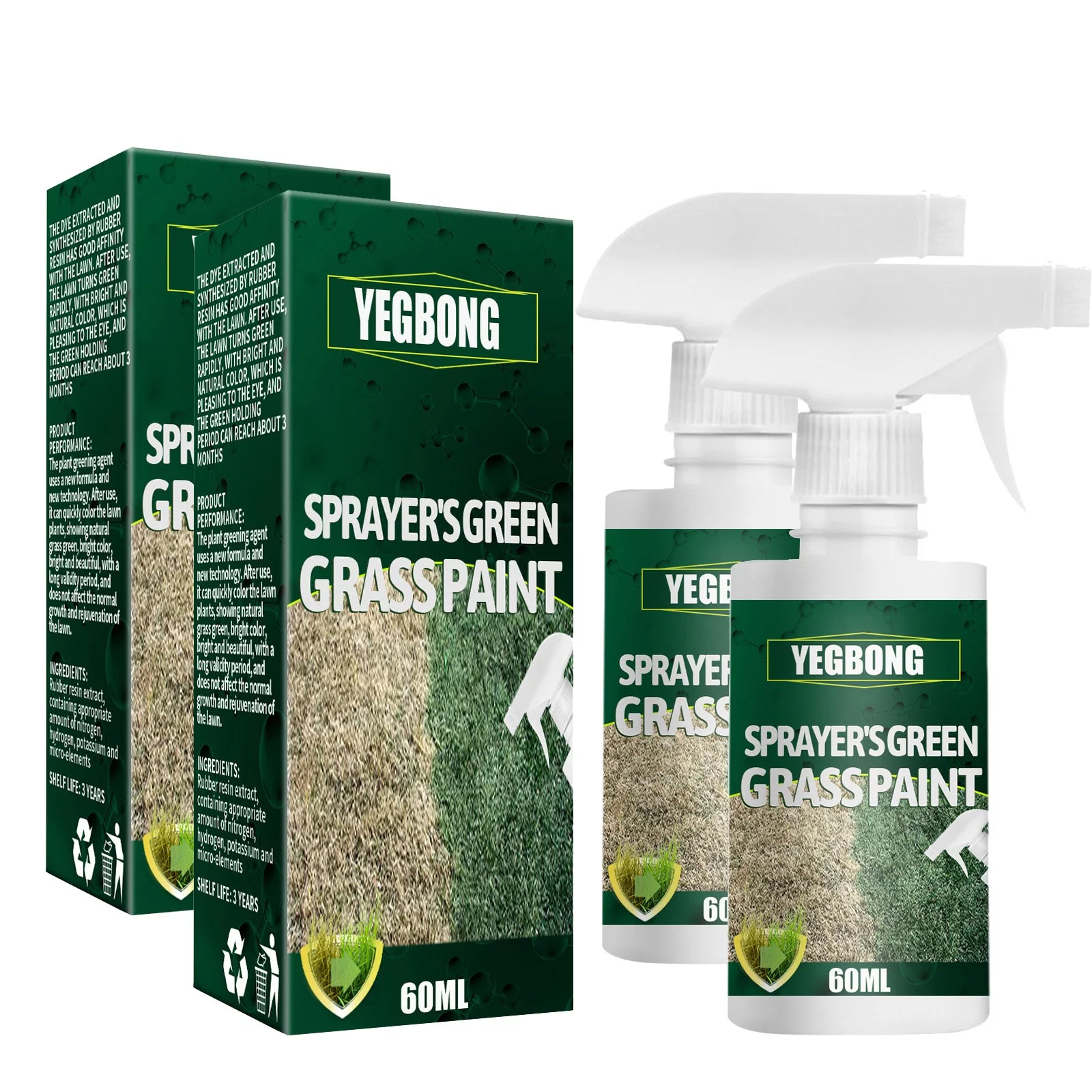 2PC Green Grass Paint For Lawn Grass Color Fix For Dog Spots Or Brown Green Grass Spray Paint For Lawn 60ml Sprinklers for Yard Kids Water Pad for Kids Smart Water Hose Water Grass Sprinkler