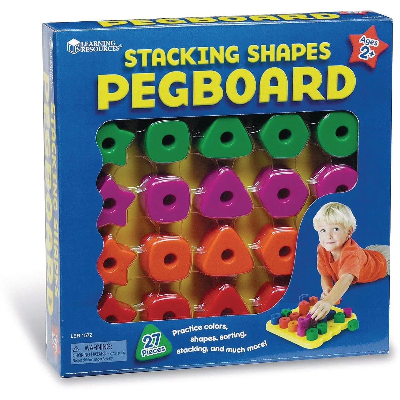 Learning Resources, LRNLER1572, Stacking Shapes Pegboard, 1 / Set