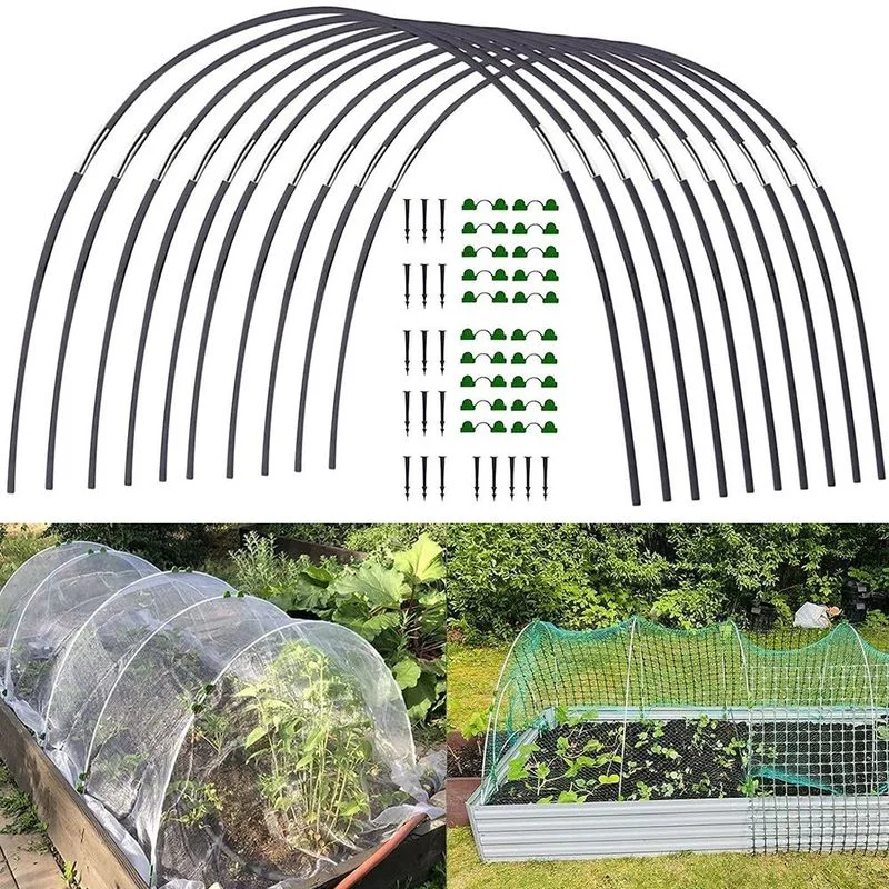 Garden Greenhouse Hoops Set Gardening Folding Fiber Rod Set Tunnel Arch For Raised Bed Greenhouse Grow Tunnel Support