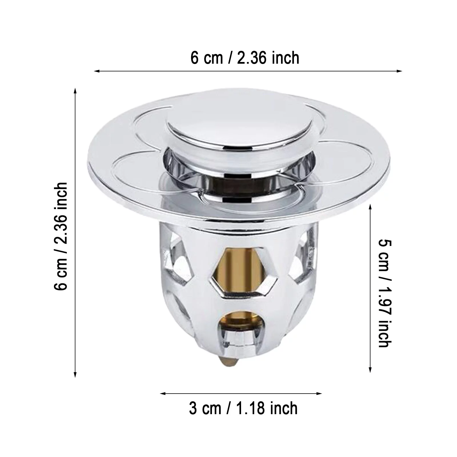 YHAIOGS Washbasin Electroplating Drainer Bouncing Core Washbasin Pool Basin Copper Core Push Type Bouncing Core Leaking Plug