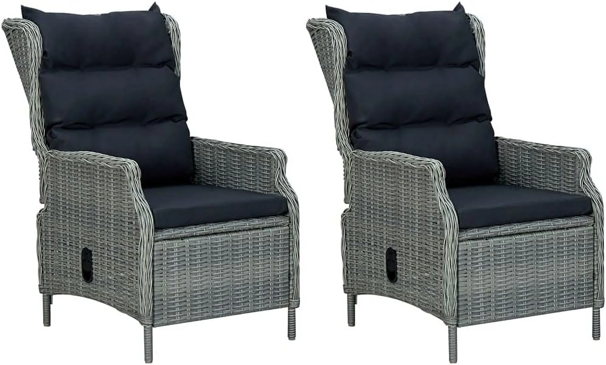 9 Piece Patio Dining Set with Cushions Poly Rattan Light Gray Outdoor Garden Patio Furniture Dining Table Set with 1 Table  8 Rattan Chairs  8 Seat Cushions and 8 Back Cushions