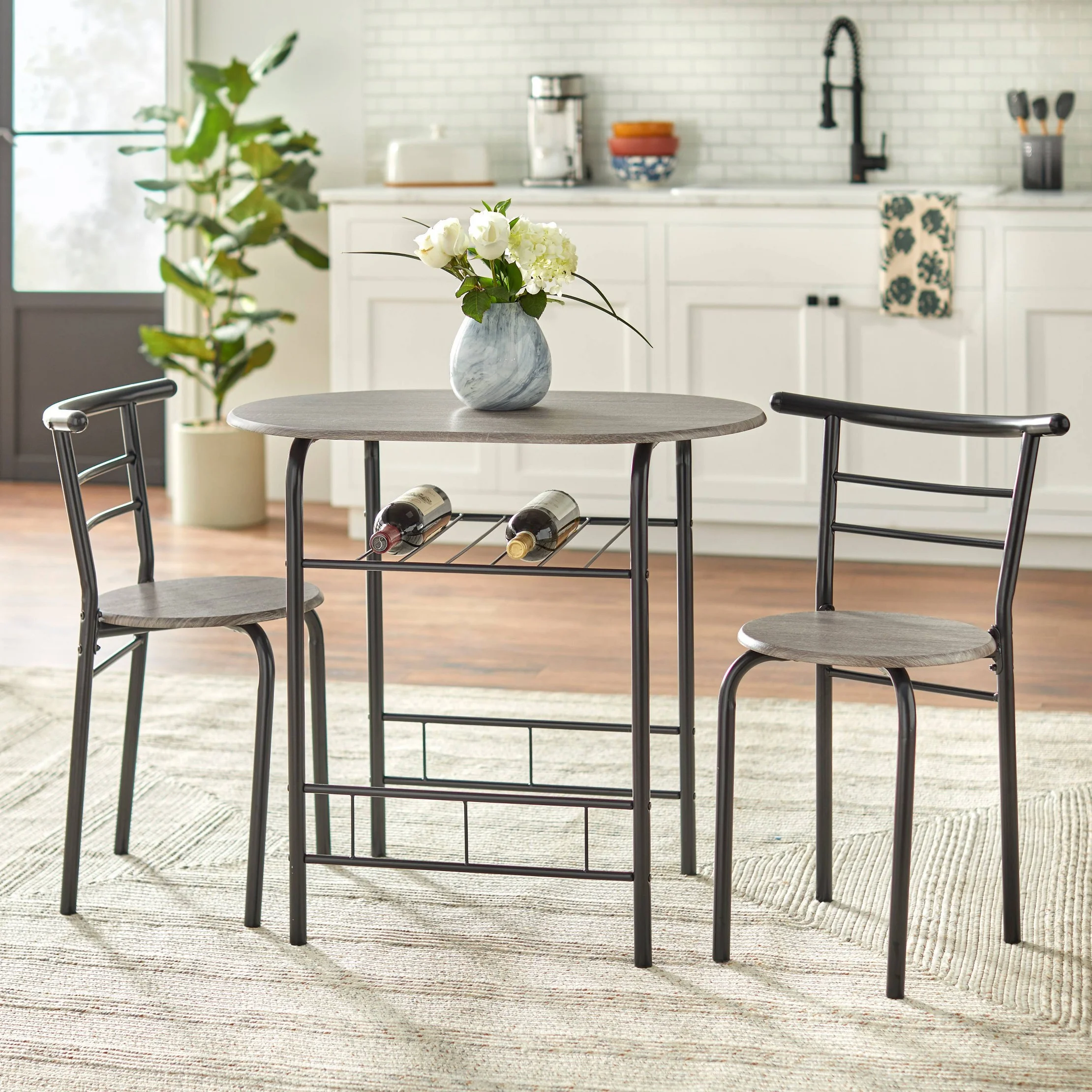3pc Bistro Dining Sets Black/Gray