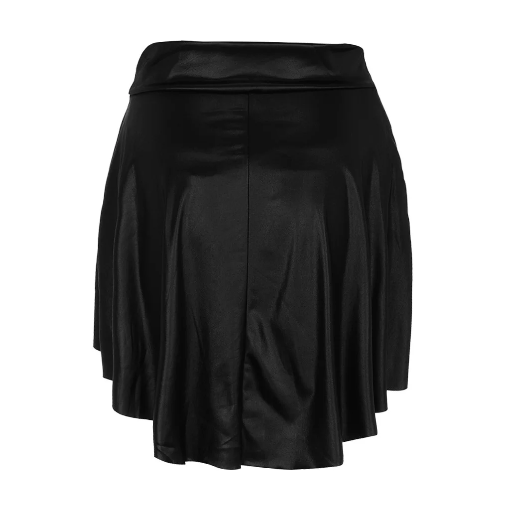 Autumn Cargo Skirt Fashion Women Solid Black Ruched Asymmetrical Casual Faux Leather Mini Skirt Skirt Sets Women 2 Piece Outfits Sexy