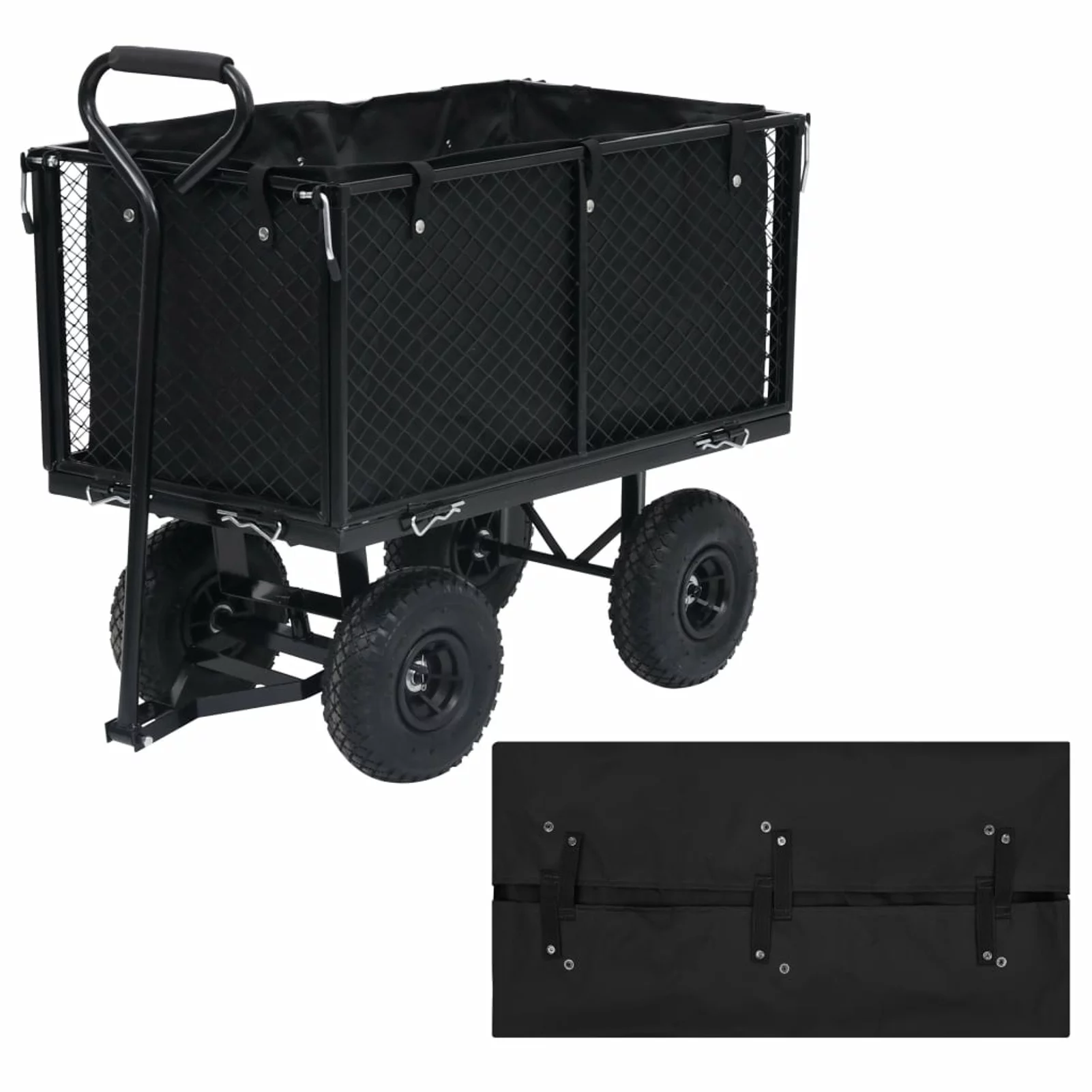 Uteam Black Fabric Garden Cart Liner 31.9x16.1x15.7 inches