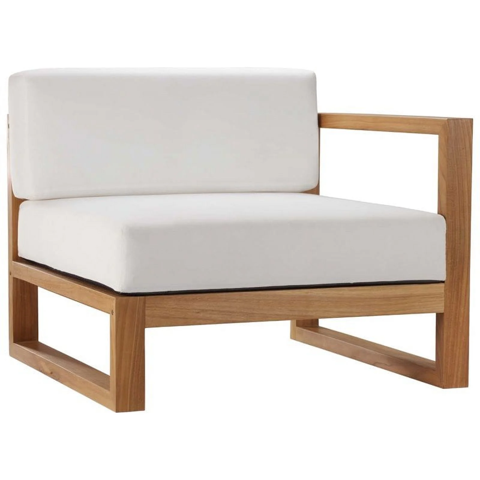 Afuera Living 3 Piece Solid Teak Wood Patio Sofa in Natural and White