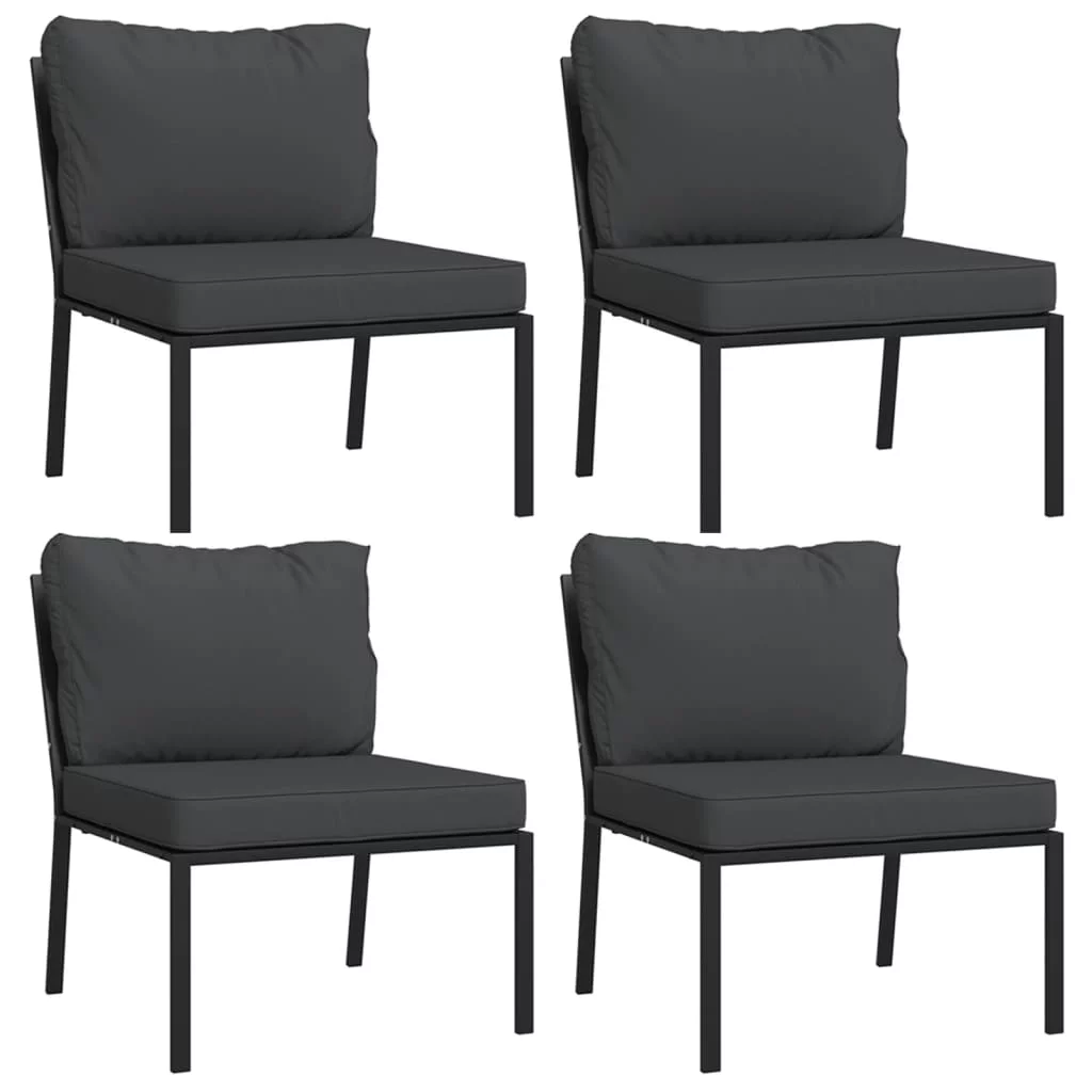 Dcenta 9 Piece Patio Set with Gray Cushions Steel