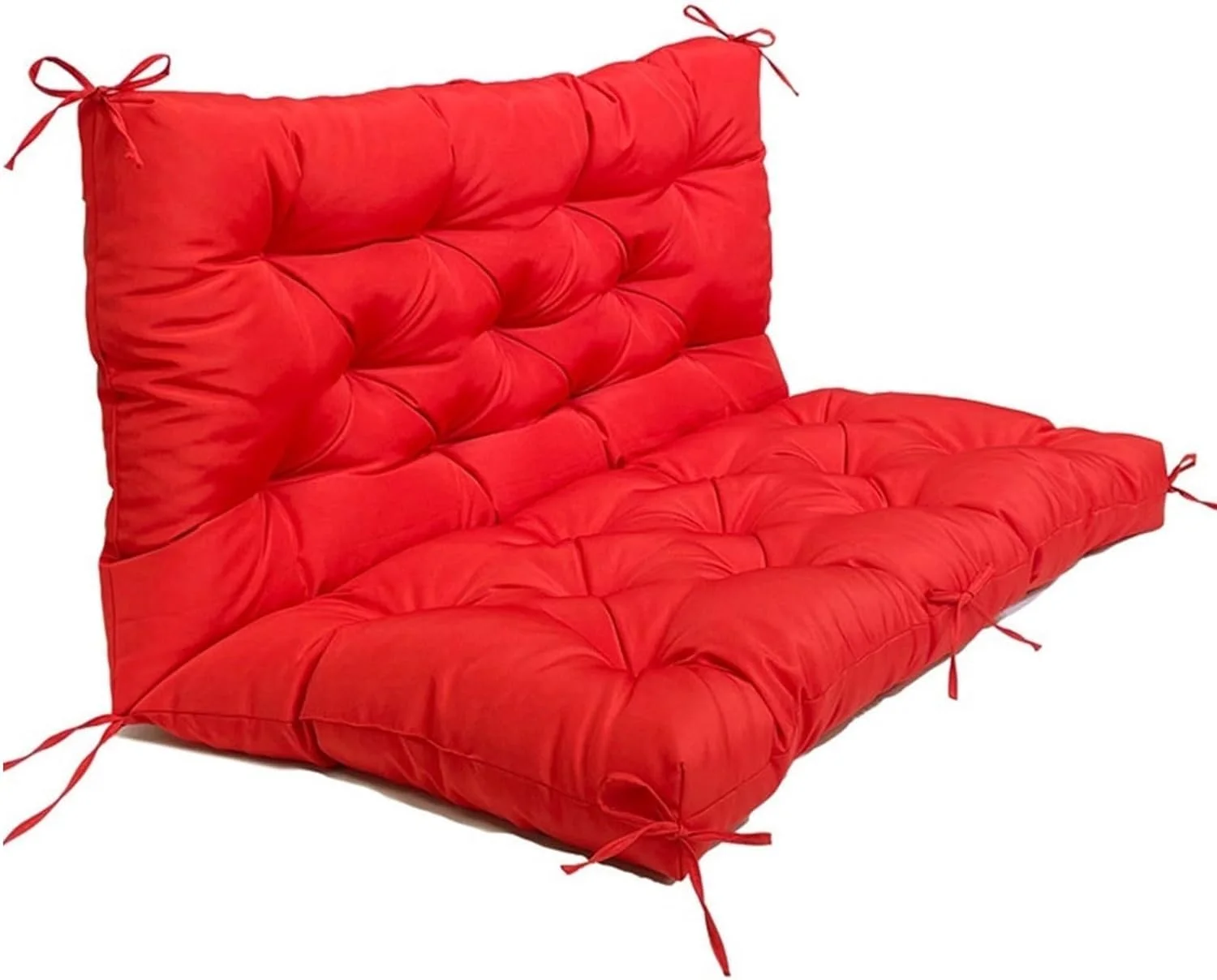 SQDWYGG Outdoor Swing Cushions with Backrest, 2 or 3 Person Seat Bench Replacement Waterproof Cushion for Outdoor Patio Porch Garden Furniture Swing Chair,Beige,59x39.4in,Outdoor,红色的,Red