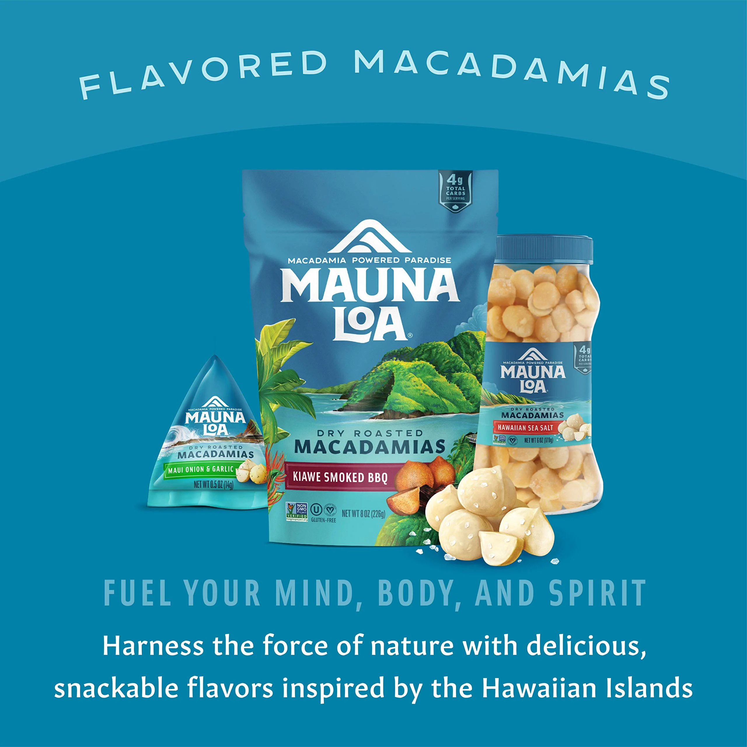 Mauna Loa Premium Hawaiian Roasted Macadamia Nuts, Unsalted, 8 Oz Bag (Pack of 1), Multi