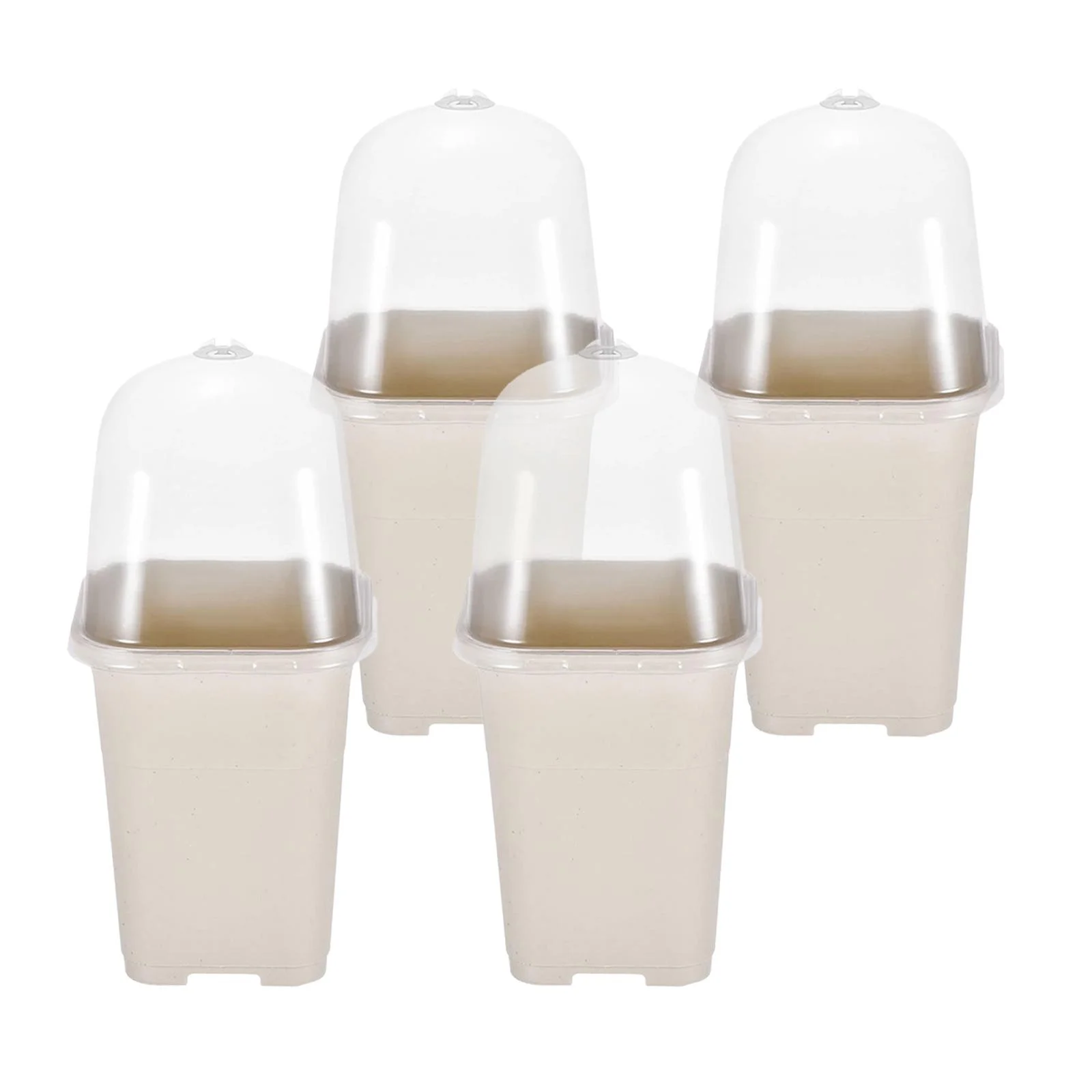 Miulika 5Pcs Flower Pot Plant Nursery Pots Gardening Tool Plant Starting Pots Drainage Hole Humidity Dome for Seedling Indoor Outdoor White