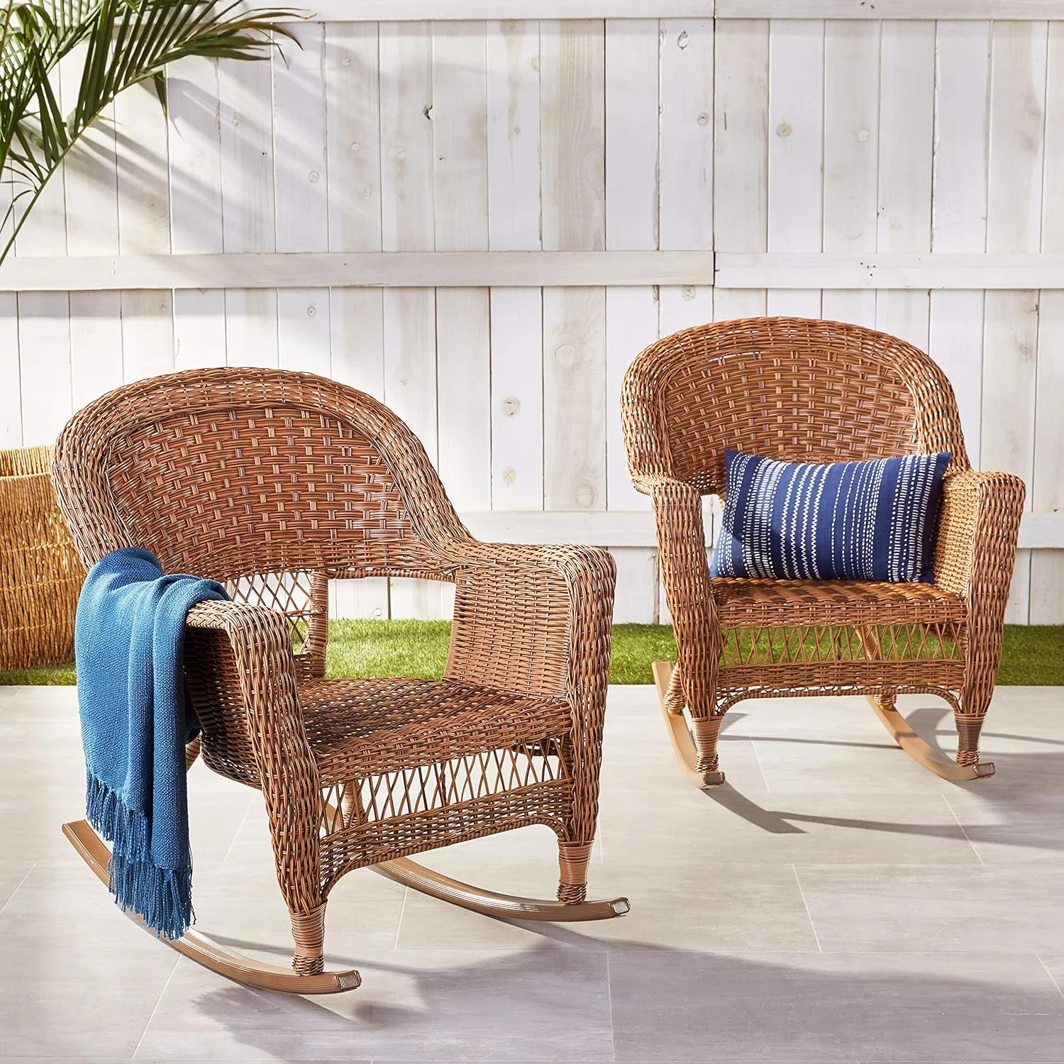 Set Of 2 Wicker Rocker Chairs,