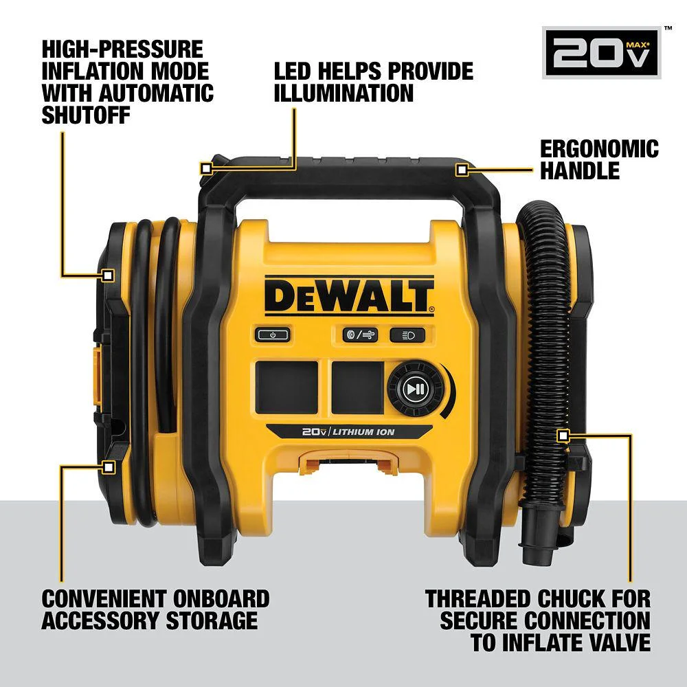DeWALT 20V MAX, 12V DC, or 110V AC 20V Inflator Bare Tool
