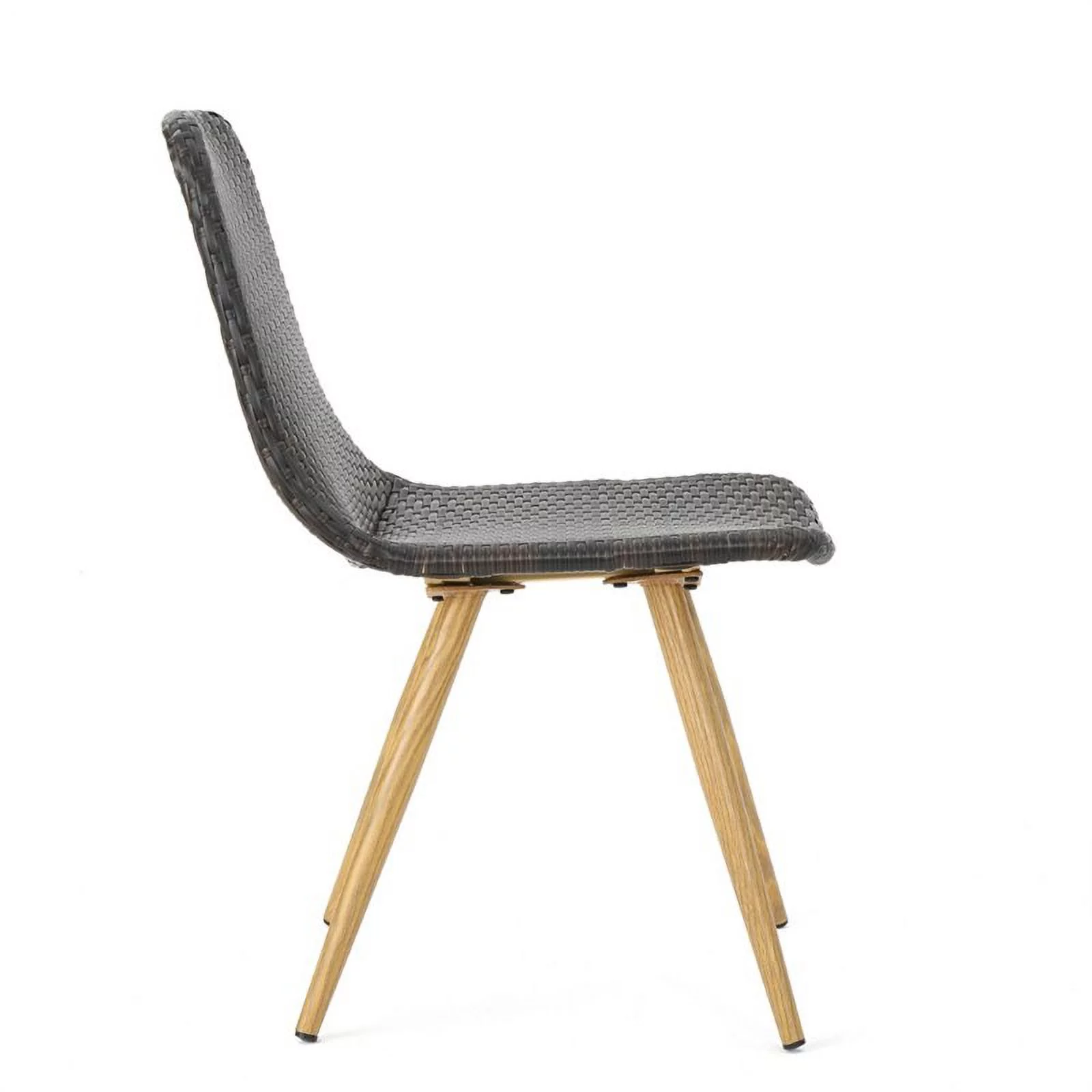 Noble House Gila Wicker Patio Dining Side Chair in Brown (Set of 4)