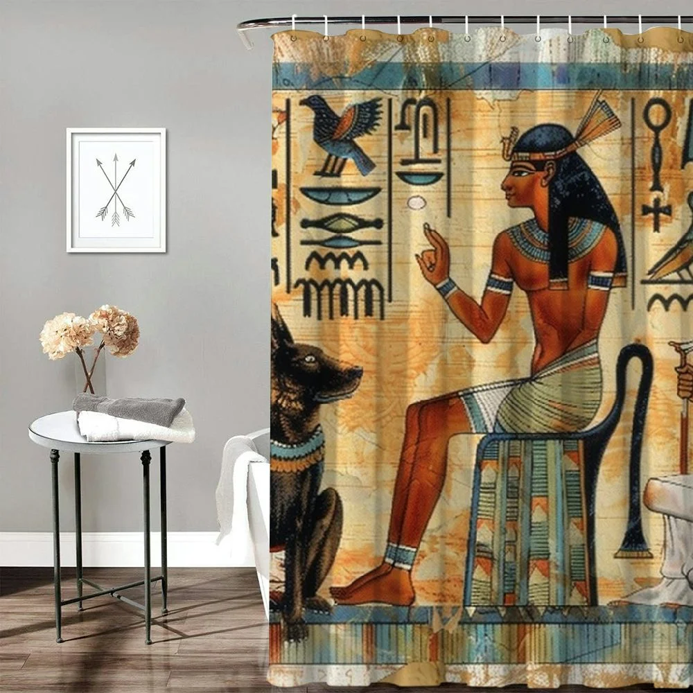 Cbxzyzzc Bathroom Shower Curtain Scene Murals Carvings Exterior Walls of Polyester Fabric Waterproof Bath Curtain Set with Hooks