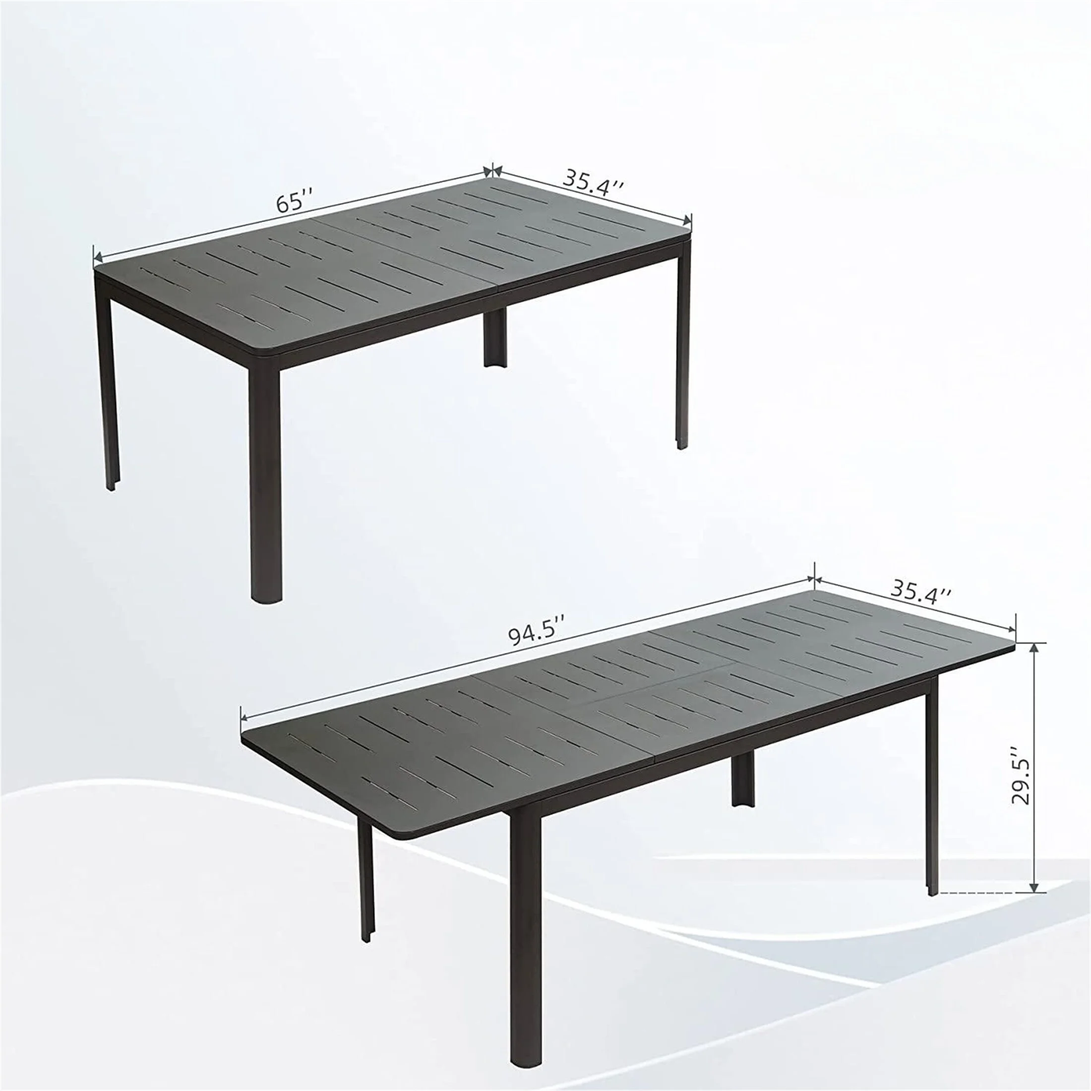 YJTONWIN Patio Dining Extendable Table Aluminum Table for Garden Bistro