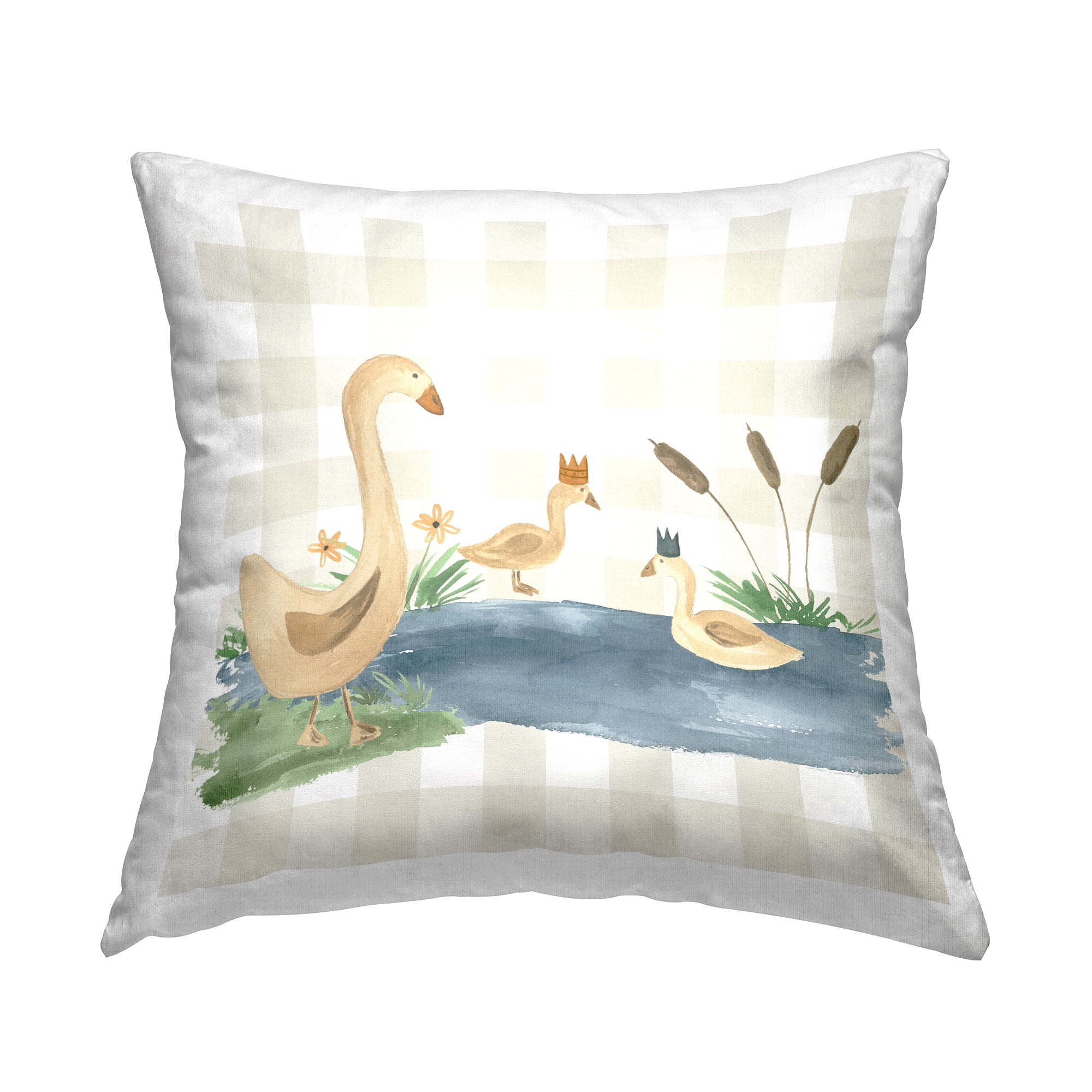 Stupell Industries Duck Family Patterned Decorative Printed Throw Pillow, 18 x 18