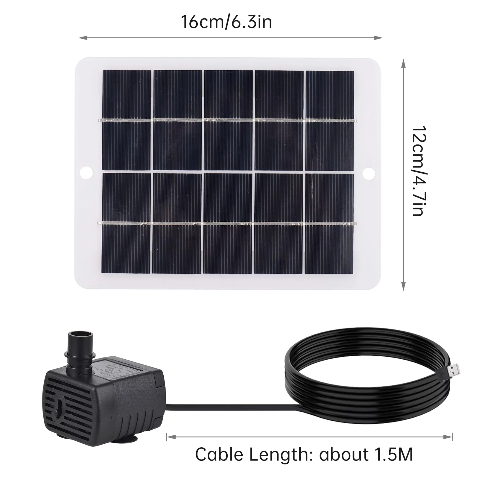 Tomshoo Aibecy Solar Pump Kit for Bird Bath, 3W 5V Solar Panel, 7 Nozzles, Max. Height 50cm, Fish Pond Decor