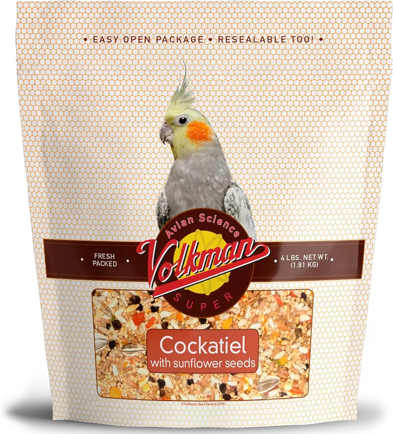 Volkman Avian Science Cockatiel With Sunflower Seeds 4-Pounds Resealable