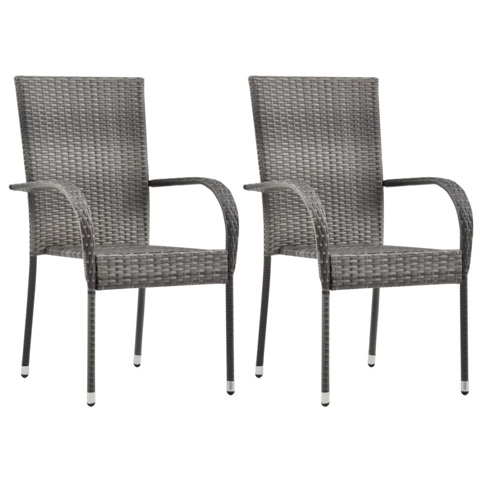 Walmeck 3 Piece Patio Dining Set Poly Rattan Gray